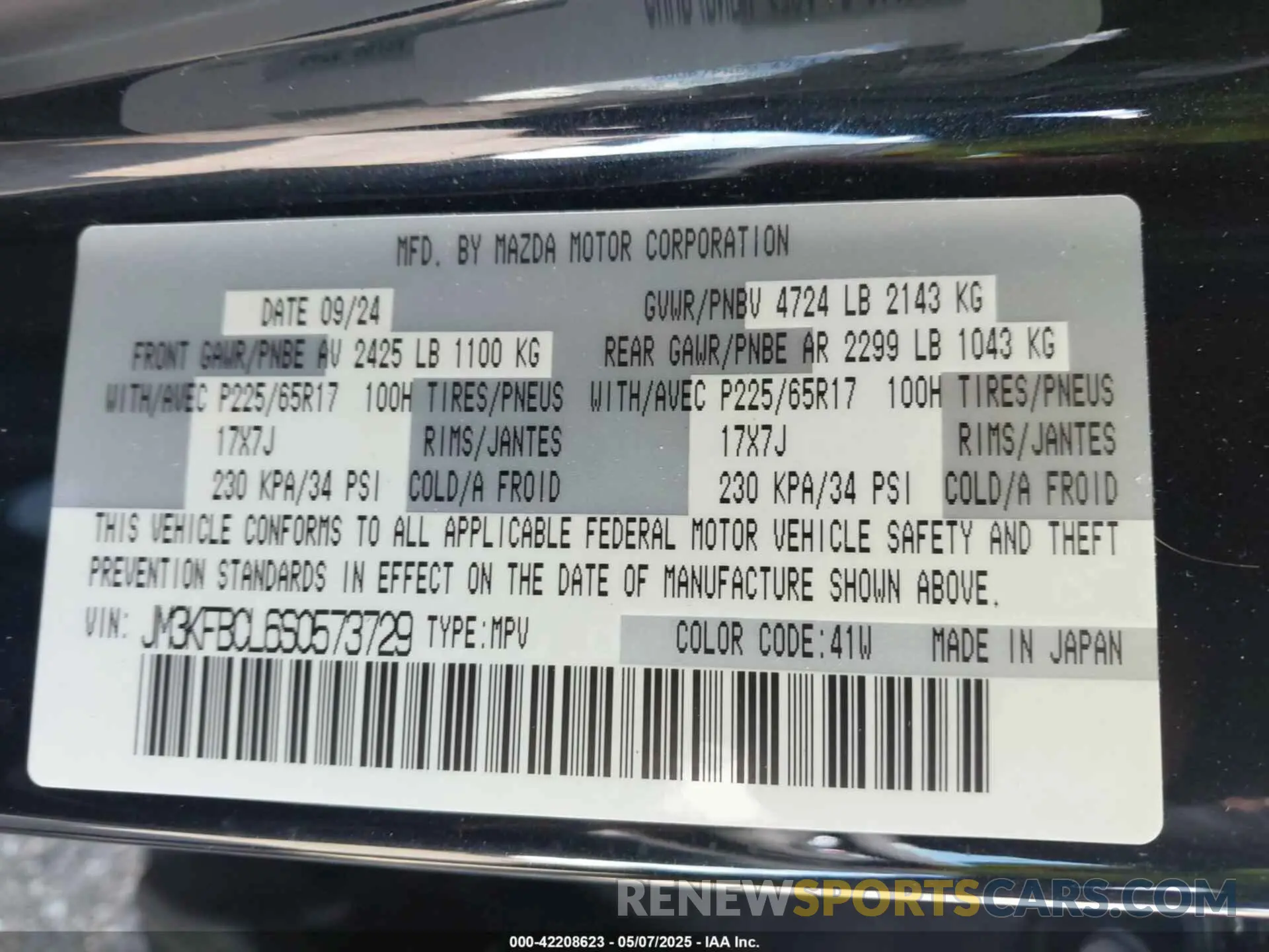 9 Photograph of a damaged car JM3KFBCL6S0573729 MAZDA CX-5 2025