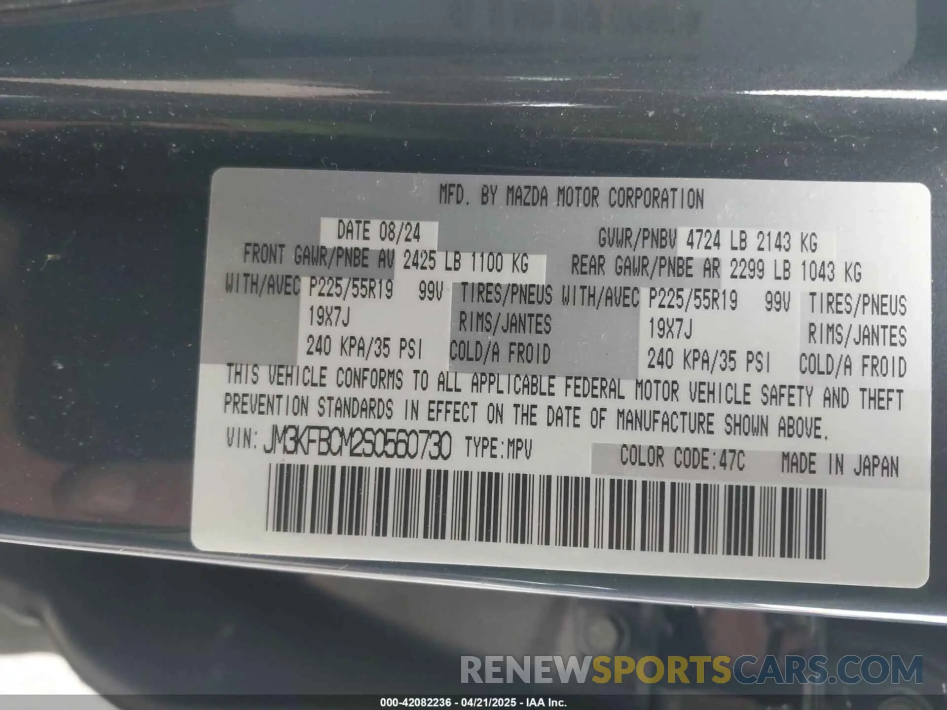 9 Фотография поврежденного автомобиля JM3KFBCM2S0560730 MAZDA CX-5 2025