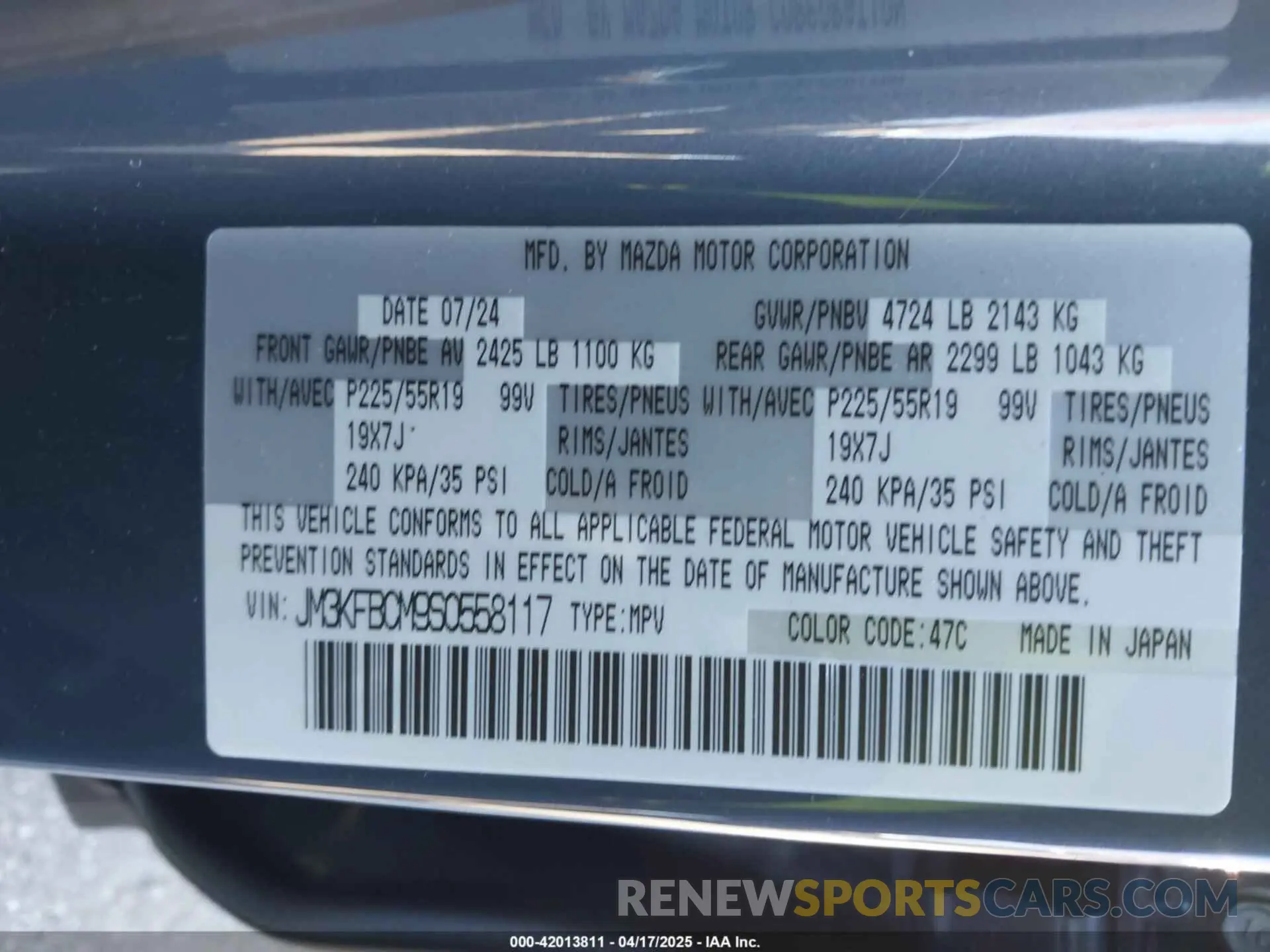 9 Фотография поврежденного автомобиля JM3KFBCM9S0558117 MAZDA CX-5 2025