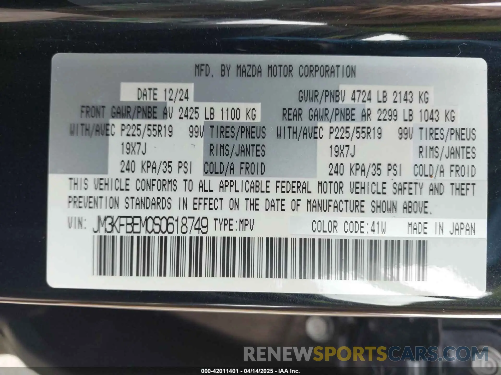 9 Фотография поврежденного автомобиля JM3KFBEM0S0618749 MAZDA CX-5 2025