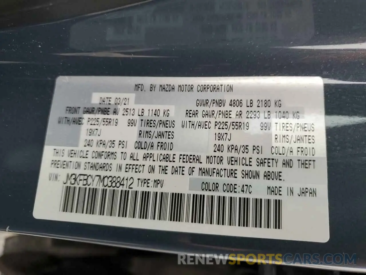 12 Фотография поврежденного автомобиля JM3KFBCY7M0388412 MAZDA CX-5 CARBO 2021