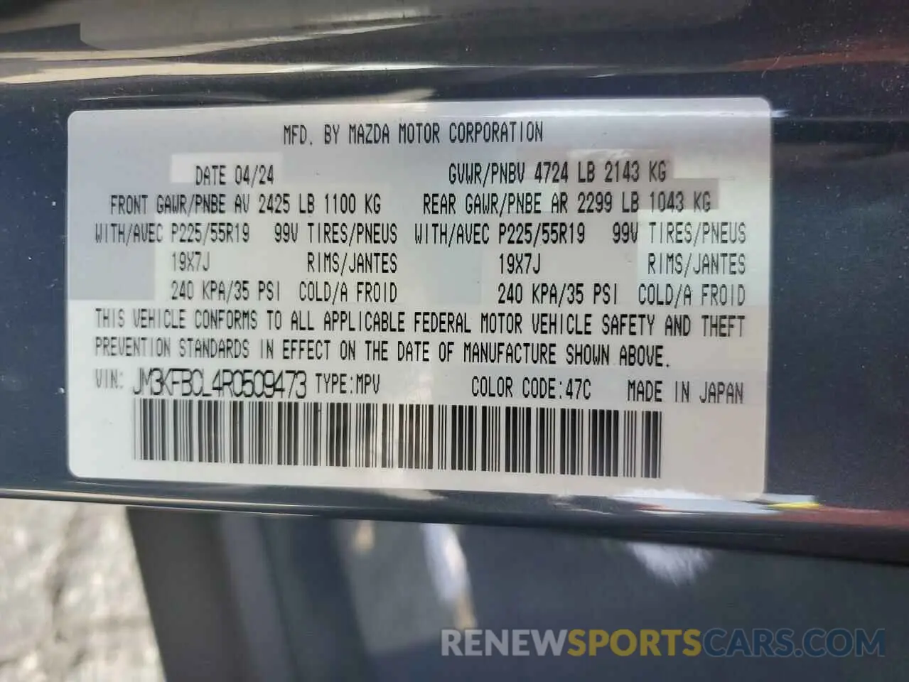 14 Фотография поврежденного автомобиля JM3KFBCL4R0509473 MAZDA CX-5 PREFE 2024