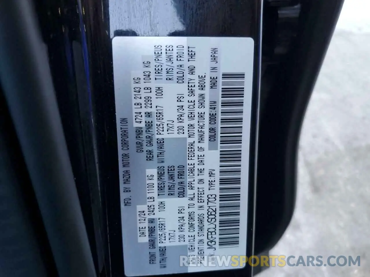12 Photograph of a damaged car JM3KFBCLXS0621703 MAZDA CX-5 PREFE 2025
