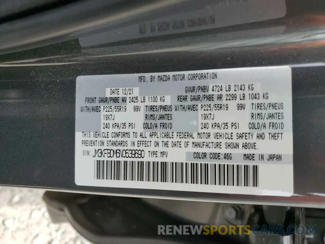 13 Photograph of a damaged car JM3KFBDM6N0539690 MAZDA CX-5 PREMI 2022