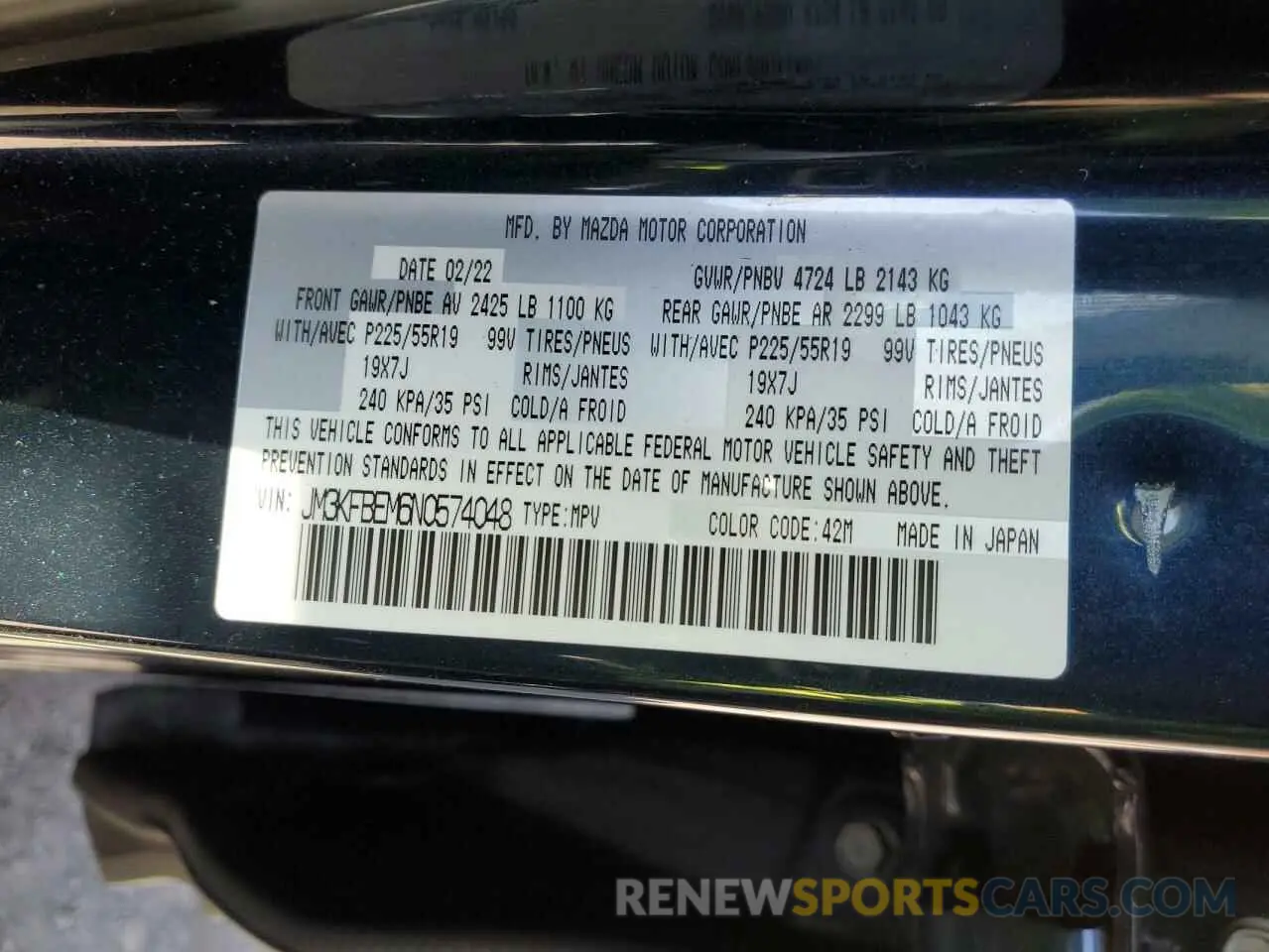 15 Фотография поврежденного автомобиля JM3KFBEM6N0574048 MAZDA CX-5 PREMI 2022