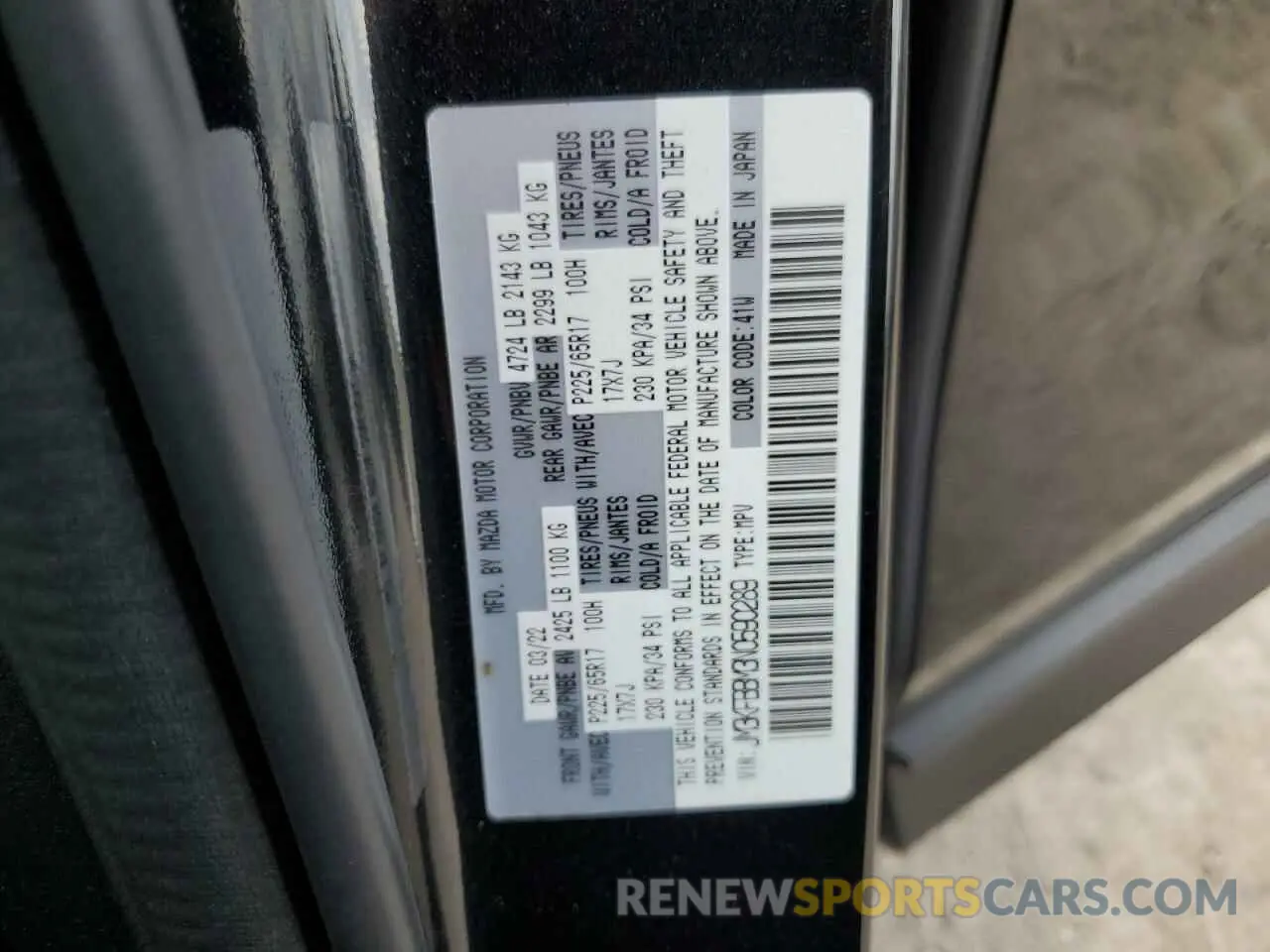 12 Фотография поврежденного автомобиля JM3KFBBM3N0590289 MAZDA CX-5 SELEC 2022