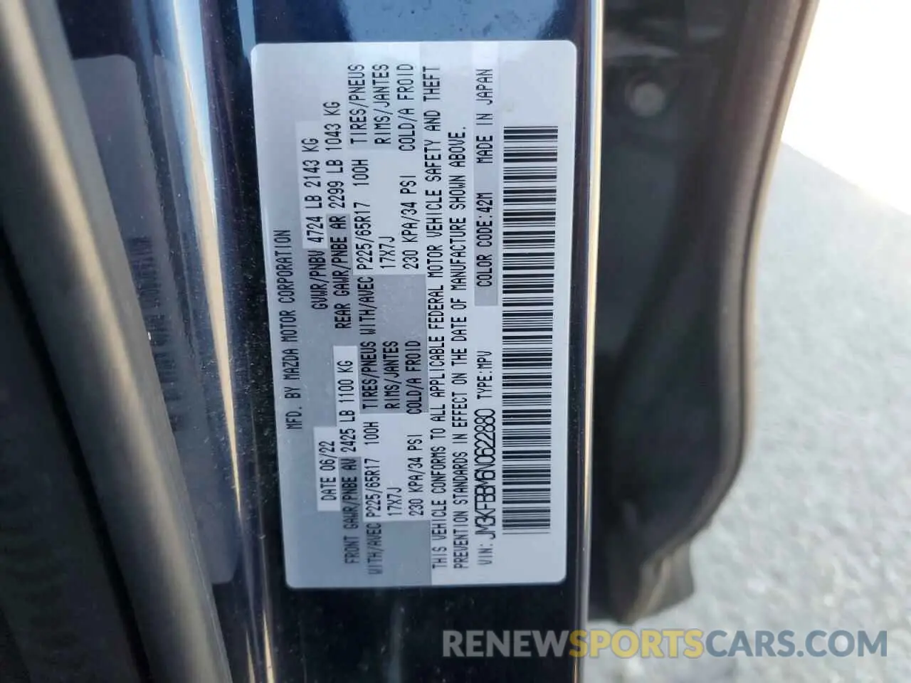 13 Фотография поврежденного автомобиля JM3KFBBM6N0622880 MAZDA CX-5 SELEC 2022
