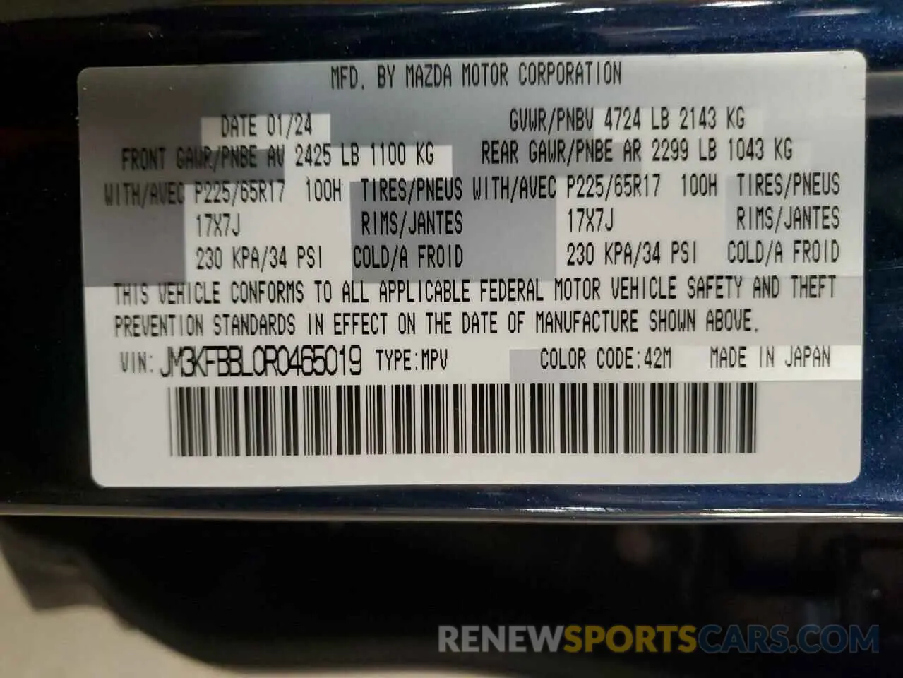 14 Фотография поврежденного автомобиля JM3KFBBL0R0465019 MAZDA CX-5 SELEC 2024