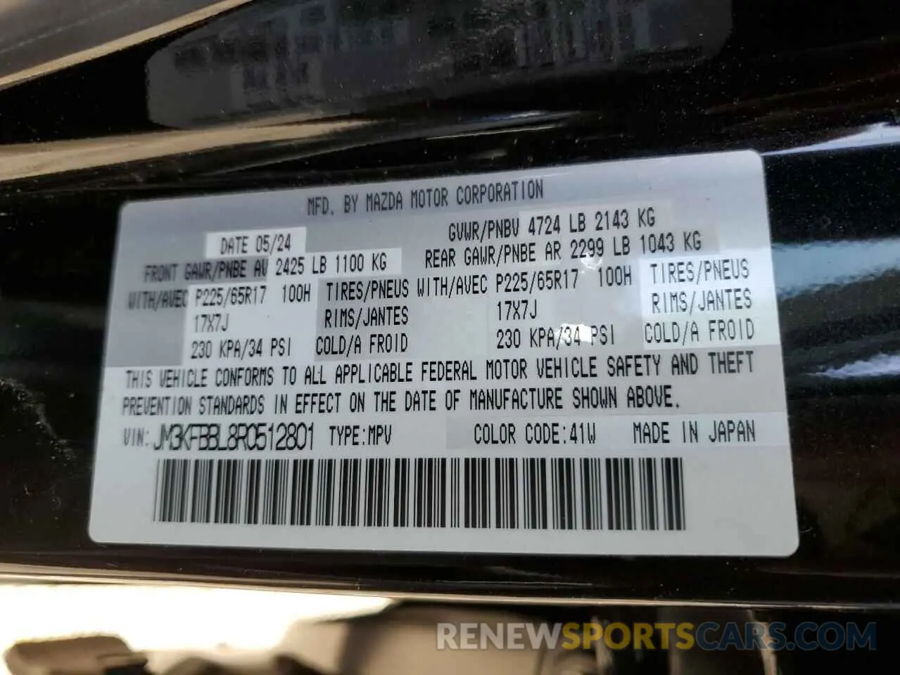 13 Фотография поврежденного автомобиля JM3KFBBL8R0512801 MAZDA CX-5 SELEC 2024