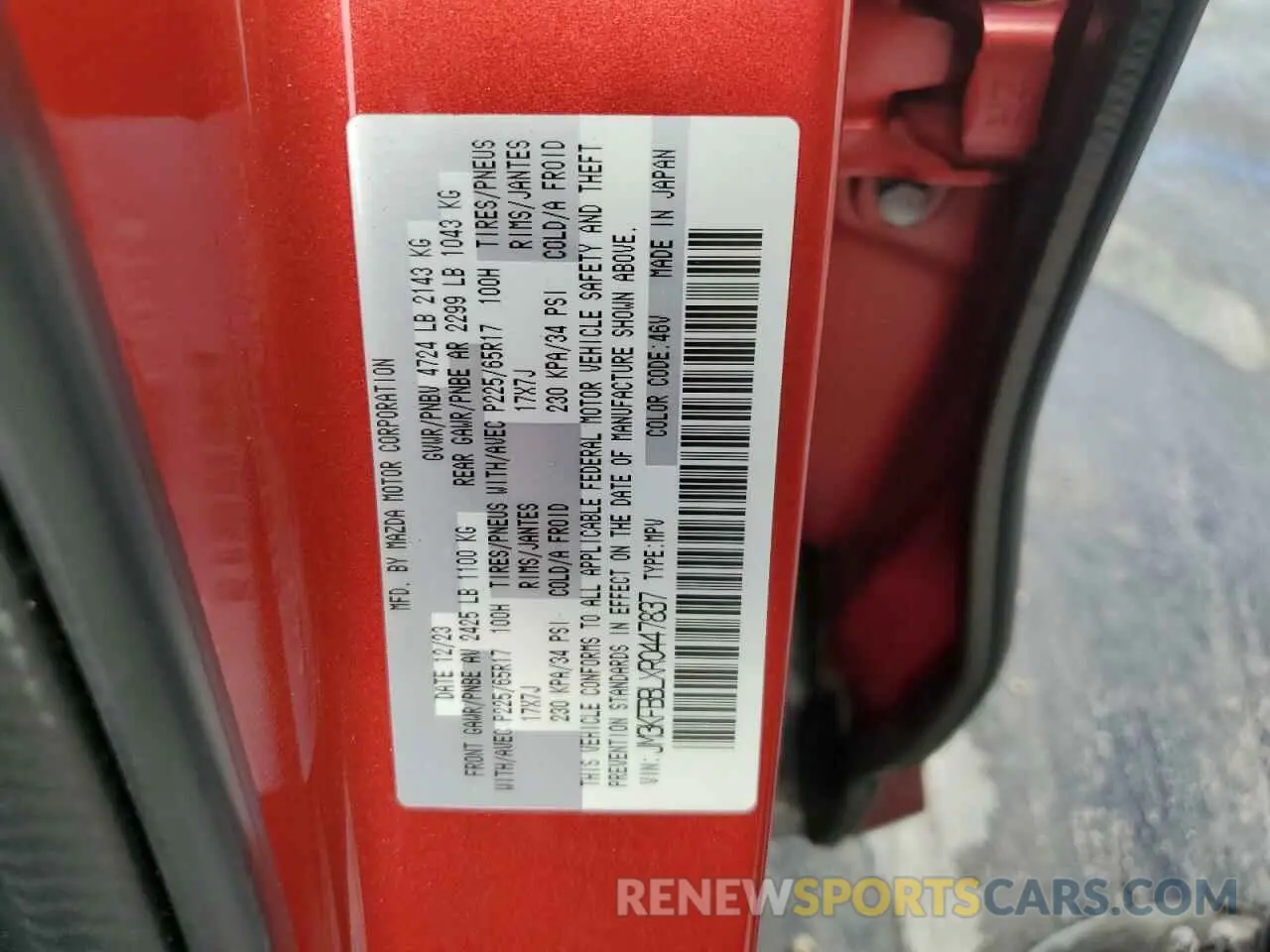 13 Фотография поврежденного автомобиля JM3KFBBLXR0447837 MAZDA CX-5 SELEC 2024