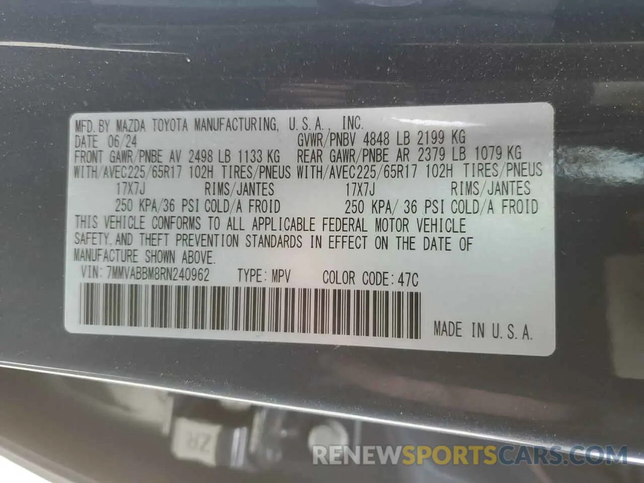 16 Photograph of a damaged car 7MMVABBM8RN240962 MAZDA CX-50 2024