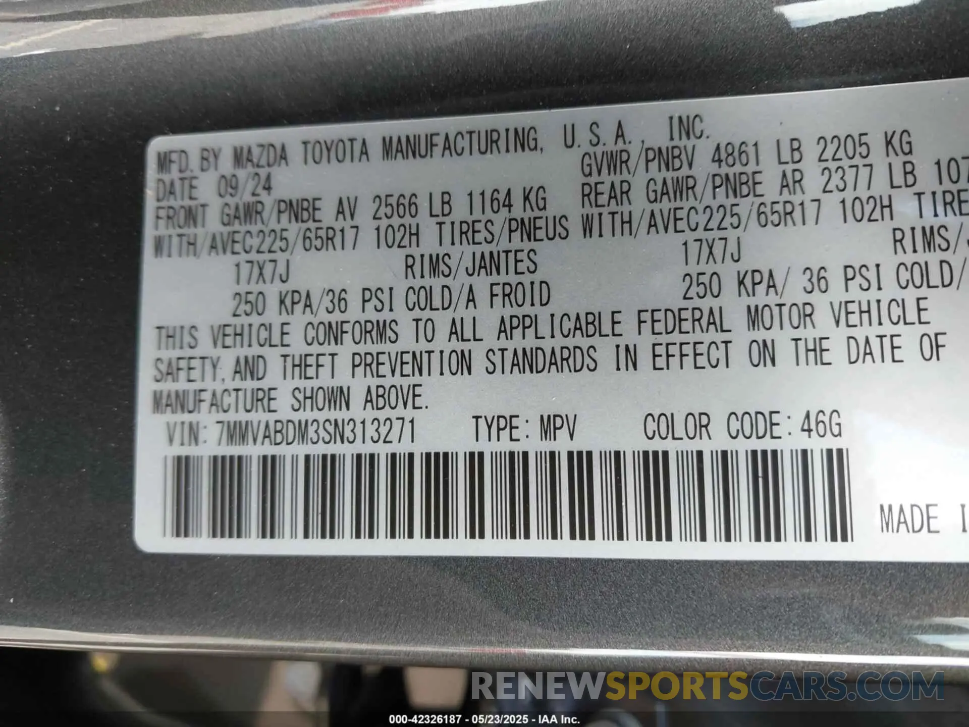 9 Photograph of a damaged car 7MMVABDM3SN313271 MAZDA CX-50 2025