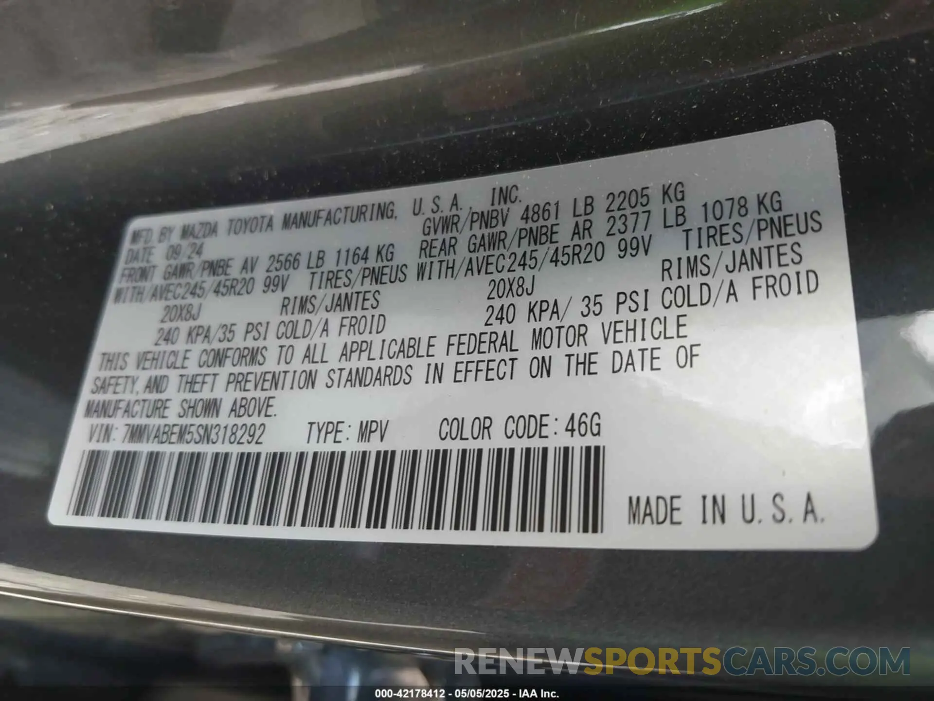 9 Фотография поврежденного автомобиля 7MMVABEM5SN318292 MAZDA CX-50 2025