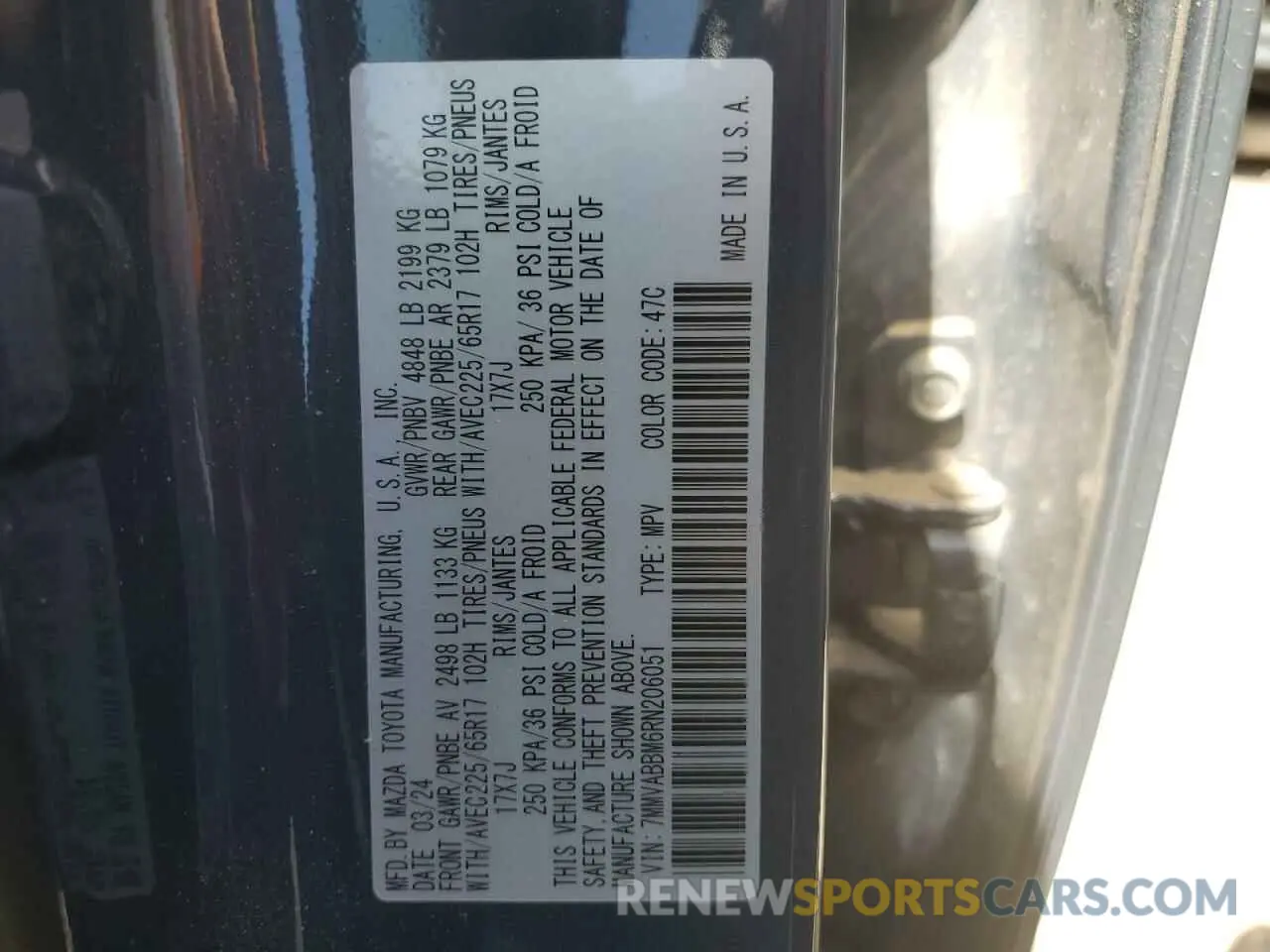 13 Photograph of a damaged car 7MMVABBM6RN206051 MAZDA CX-50 PREF 2024