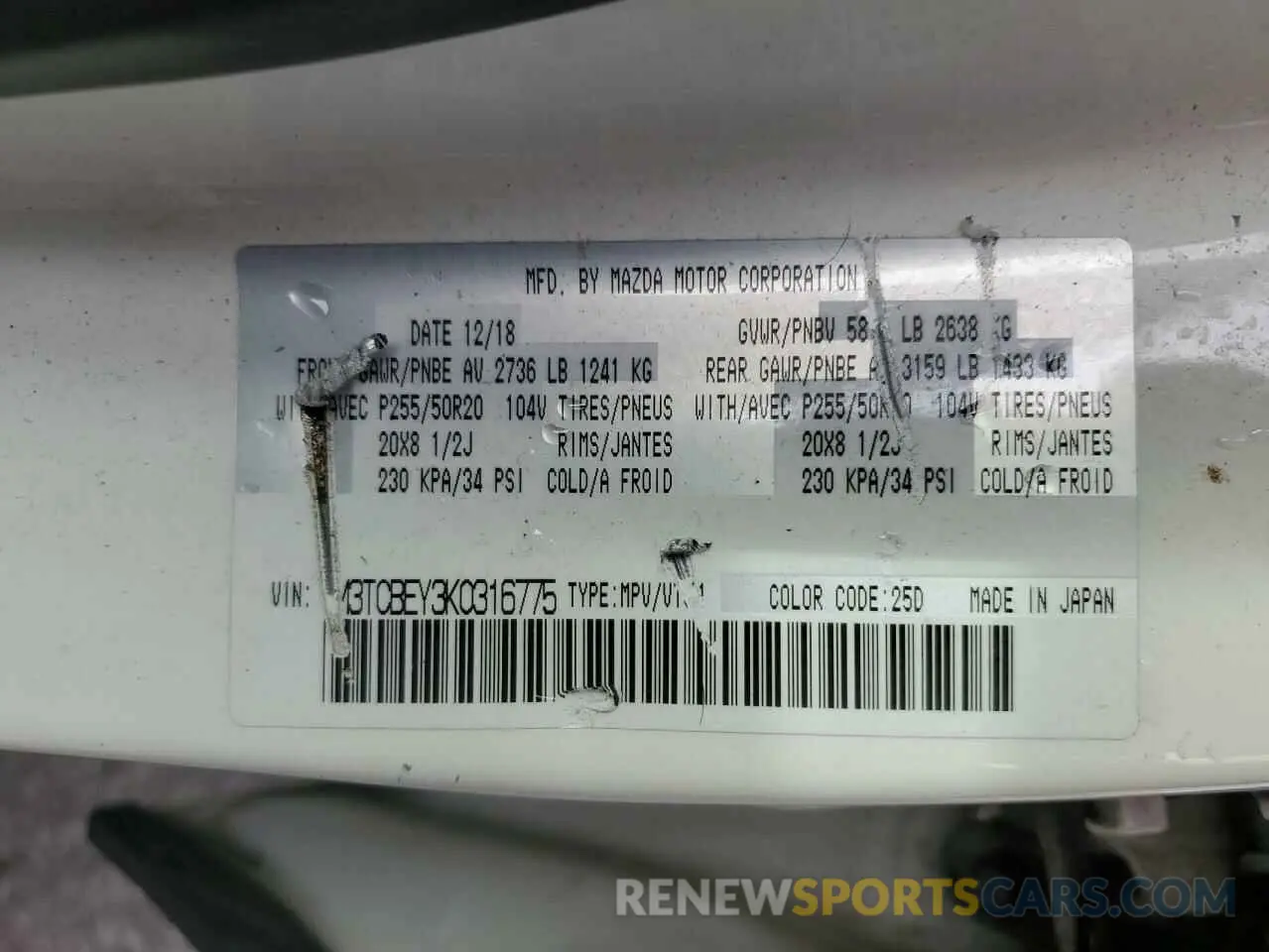 14 Фотография поврежденного автомобиля JM3TCBEY3K0316775 MAZDA CX-9 2019