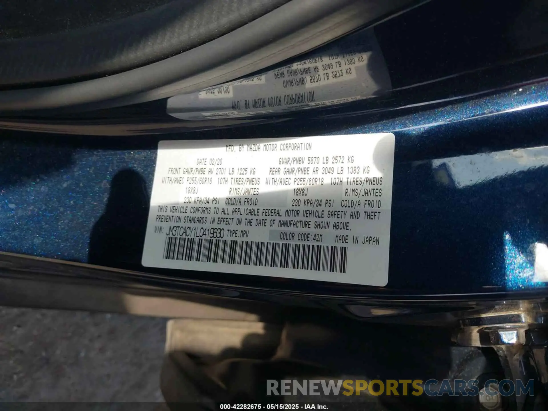 9 Photograph of a damaged car JM3TCACY1L0419630 MAZDA CX-9 2020