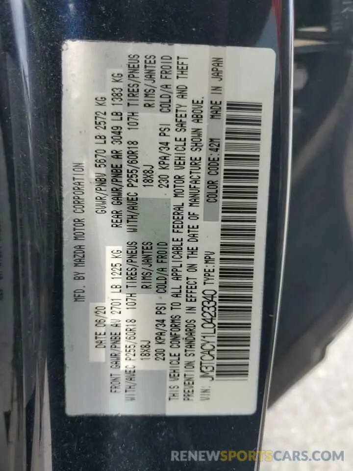 13 Фотография поврежденного автомобиля JM3TCACY1L0423340 MAZDA CX-9 2020