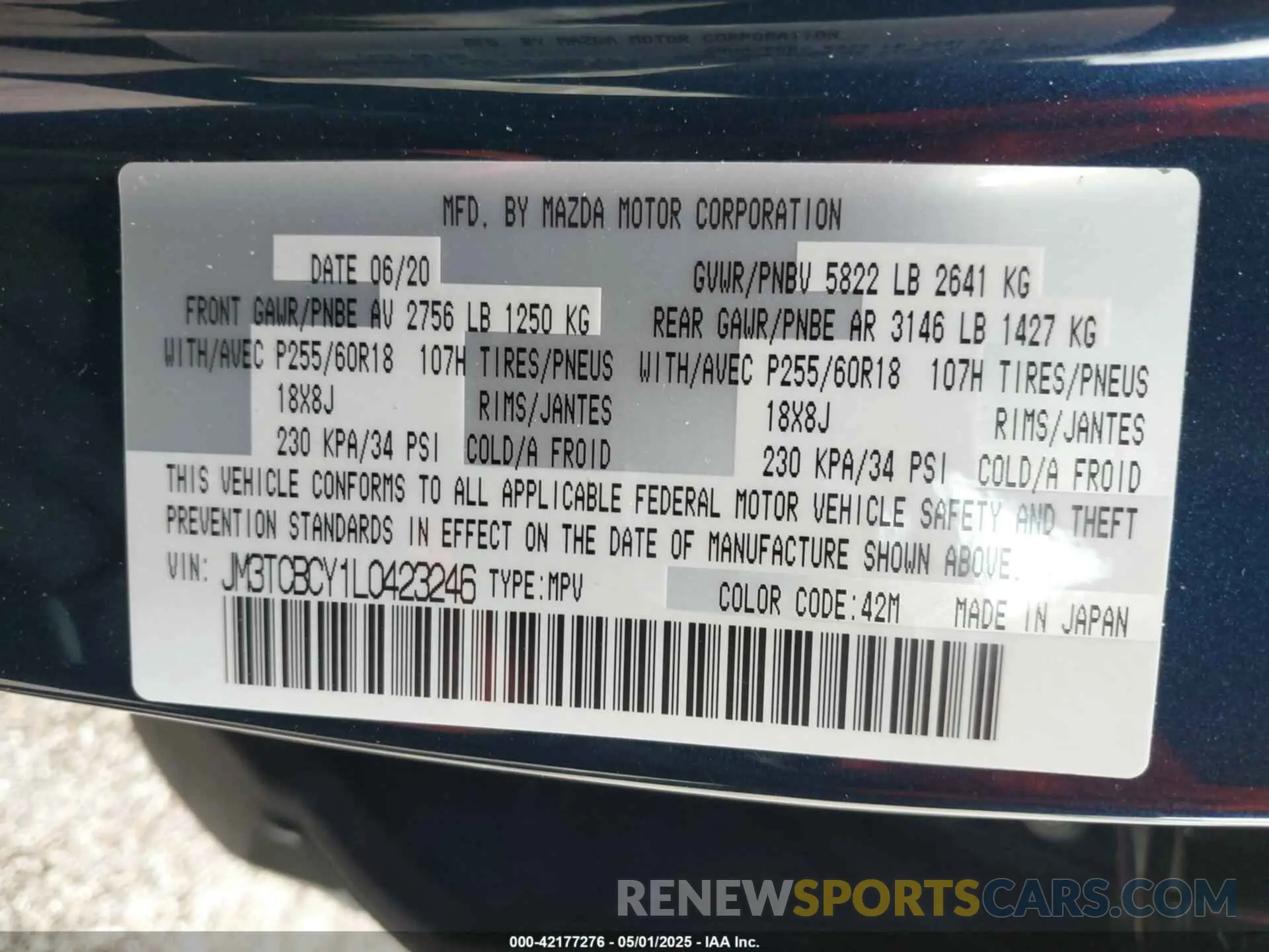 9 Фотография поврежденного автомобиля JM3TCBCY1L0423246 MAZDA CX-9 2020