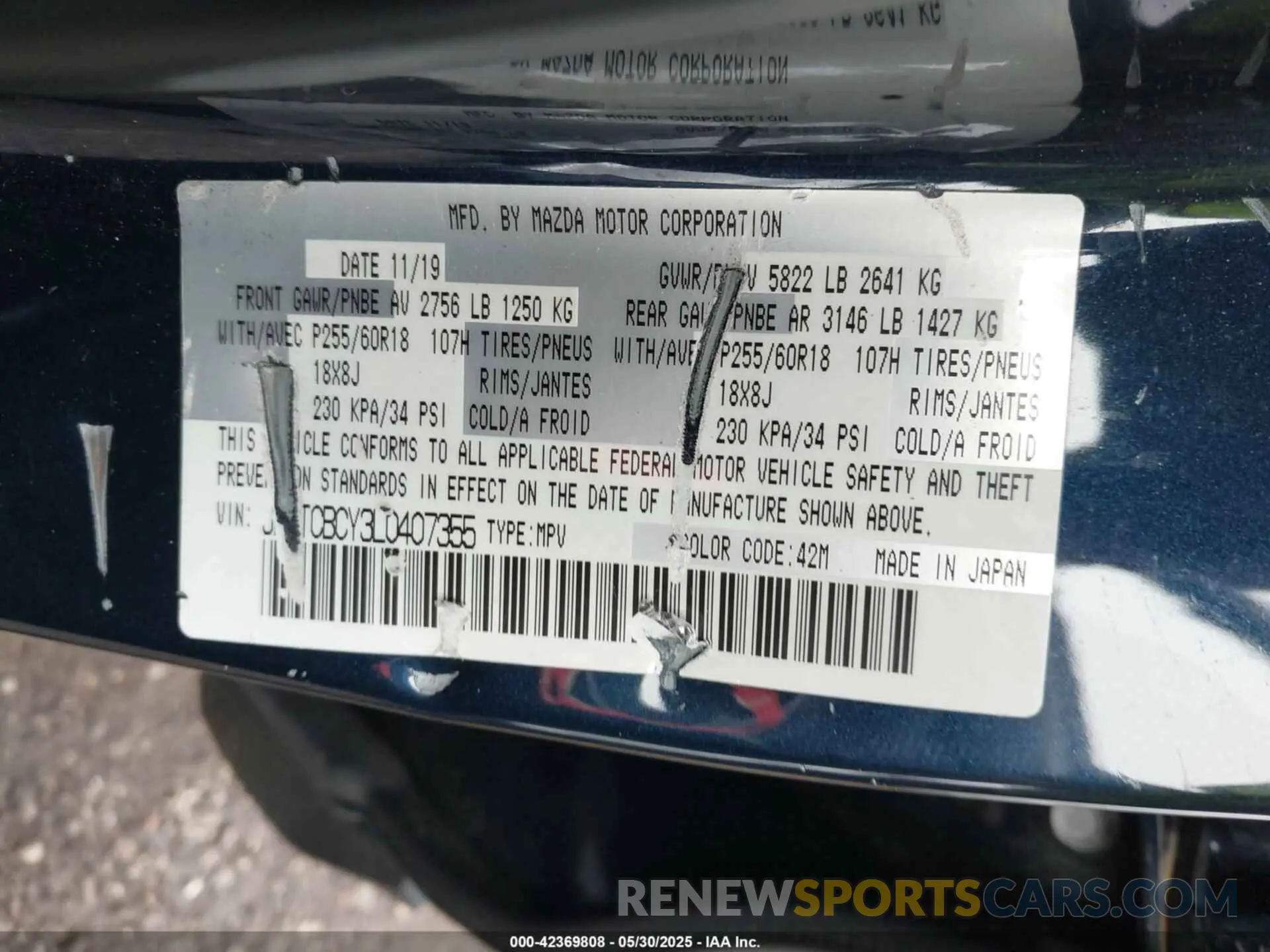 9 Photograph of a damaged car JM3TCBCY3L0407355 MAZDA CX-9 2020