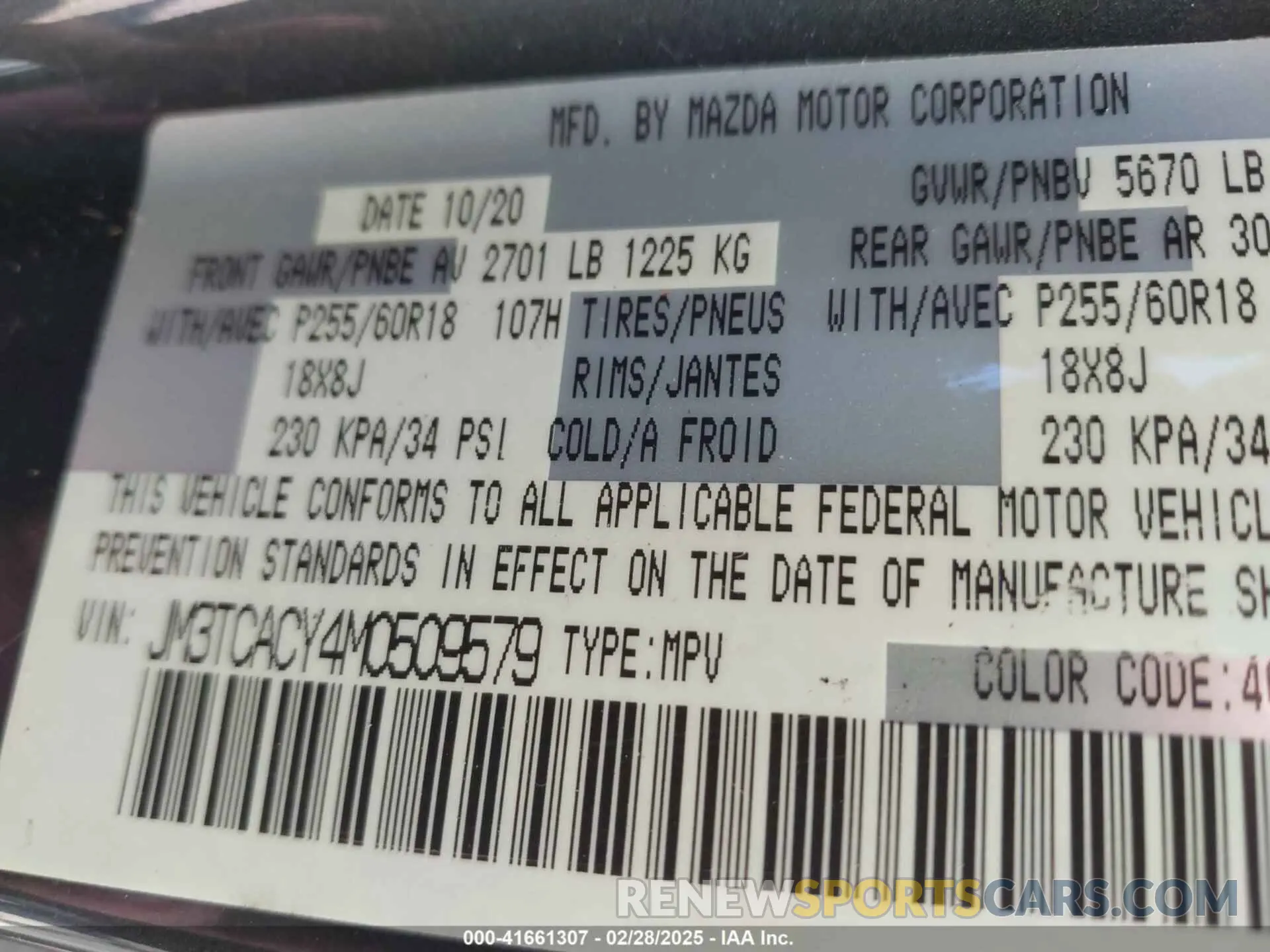 9 Фотография поврежденного автомобиля JM3TCACY4M0509579 MAZDA CX-9 2021