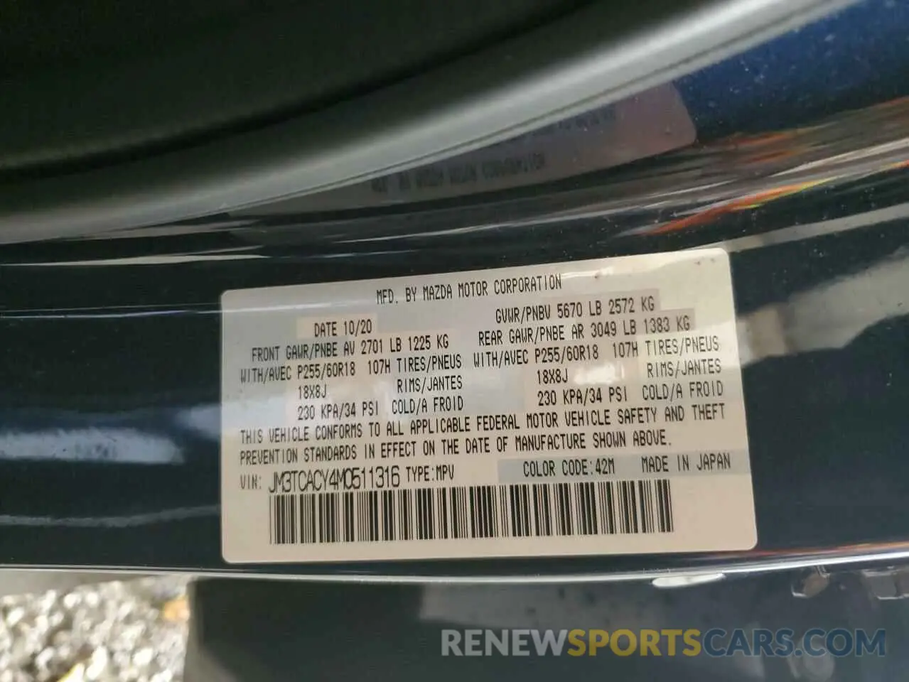 14 Фотография поврежденного автомобиля JM3TCACY4M0511316 MAZDA CX-9 2021