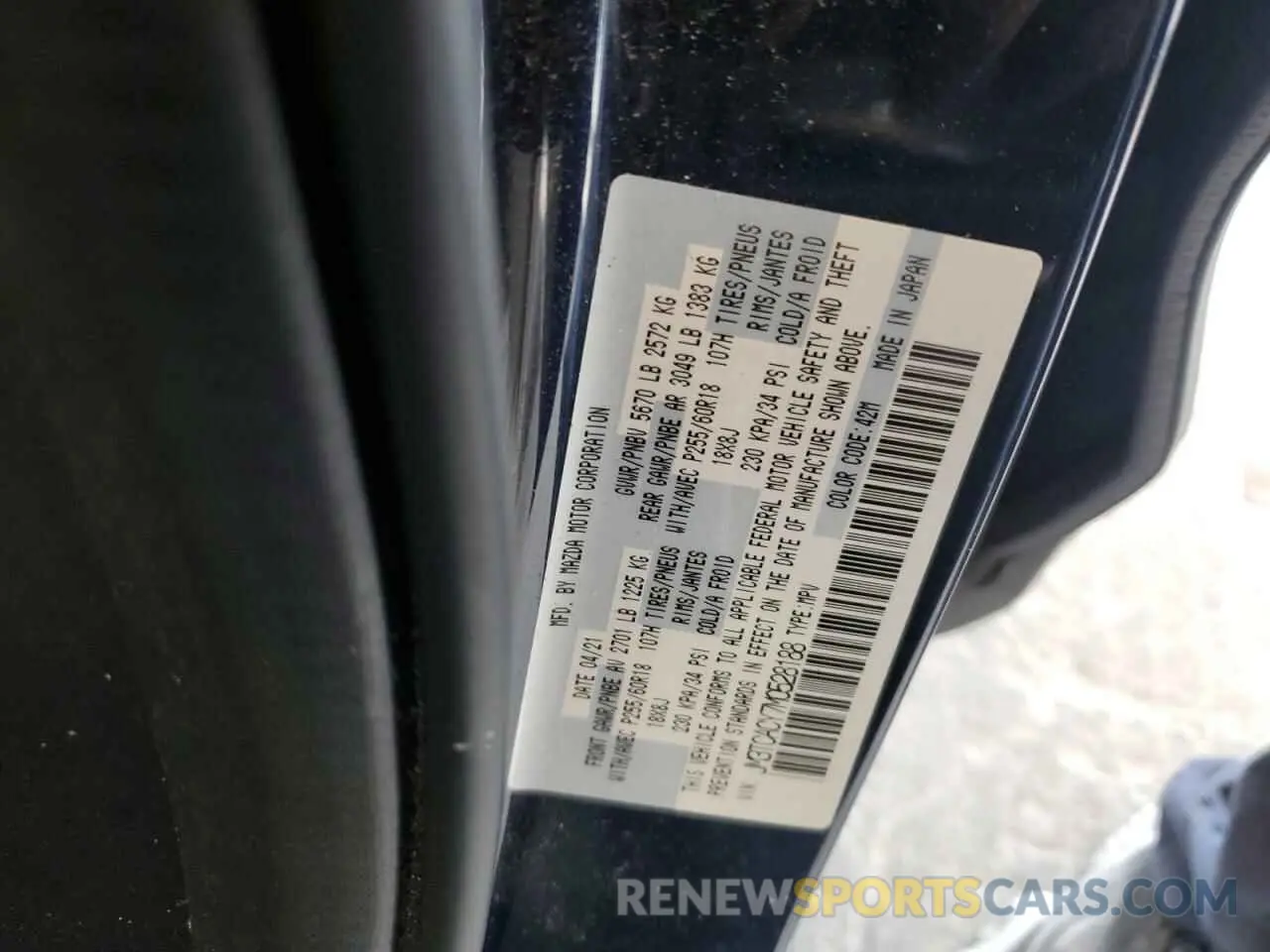 13 Photograph of a damaged car JM3TCACY7M0528188 MAZDA CX-9 2021