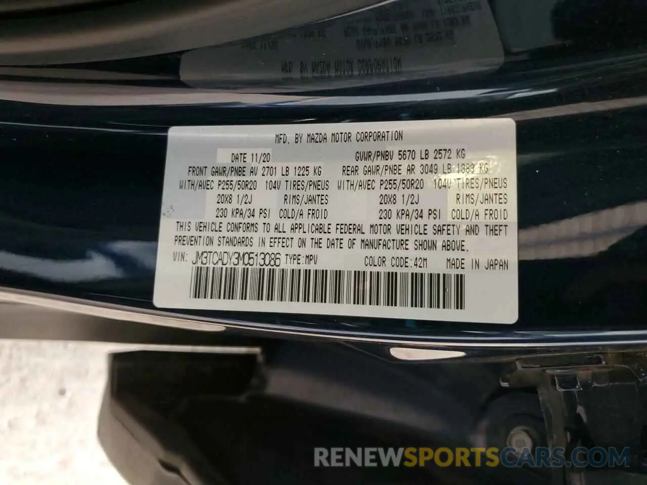 13 Фотография поврежденного автомобиля JM3TCADY3M0513086 MAZDA CX-9 2021