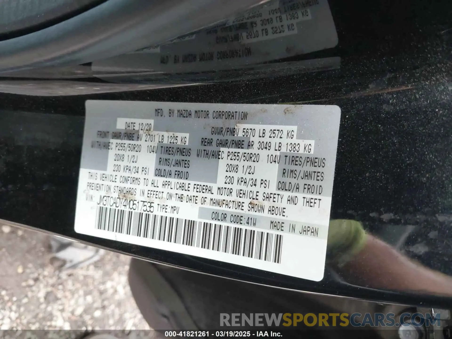 9 Photograph of a damaged car JM3TCADY4M0517535 MAZDA CX-9 2021