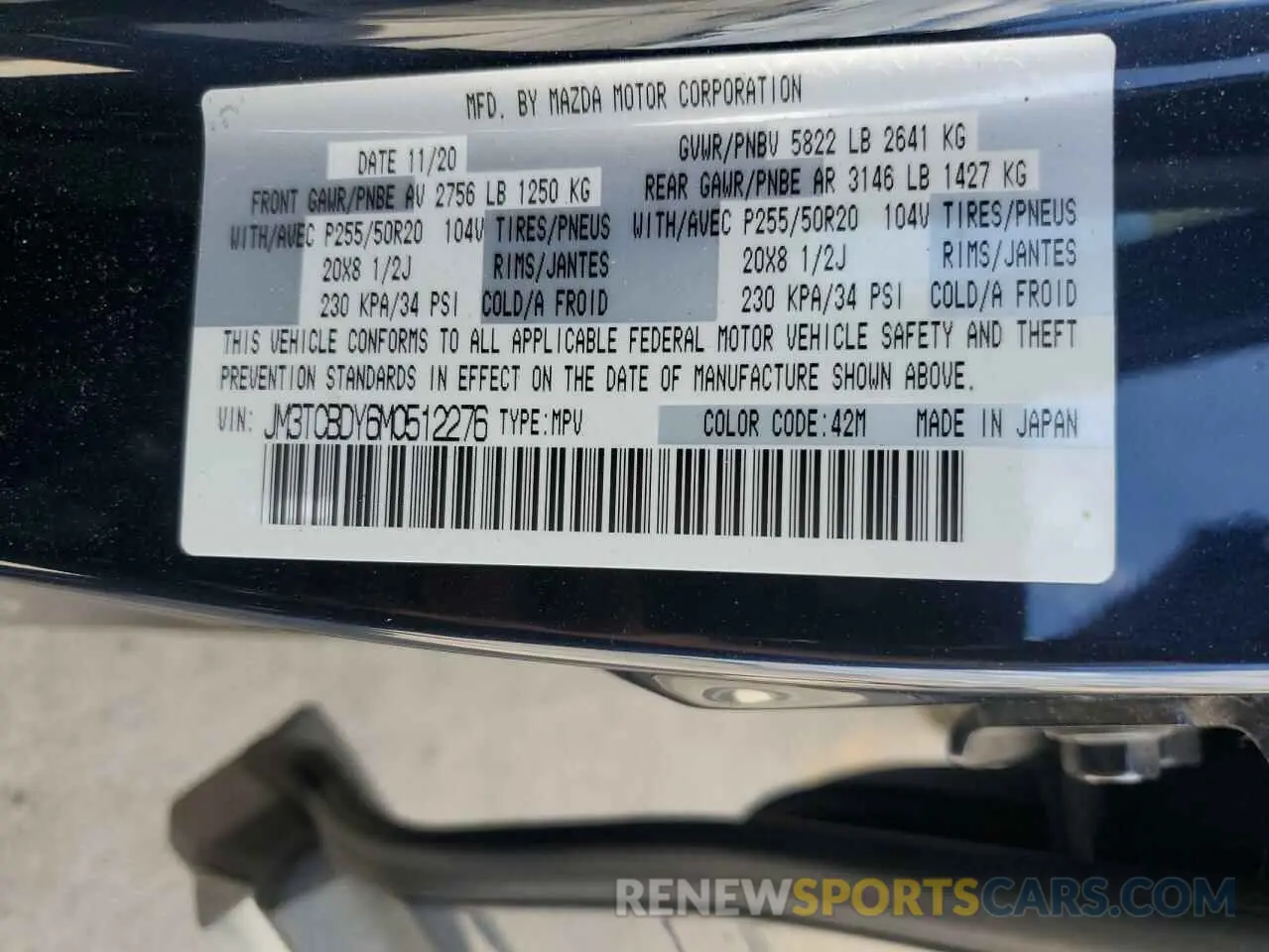 14 Фотография поврежденного автомобиля JM3TCBDY6M0512276 MAZDA CX-9 2021