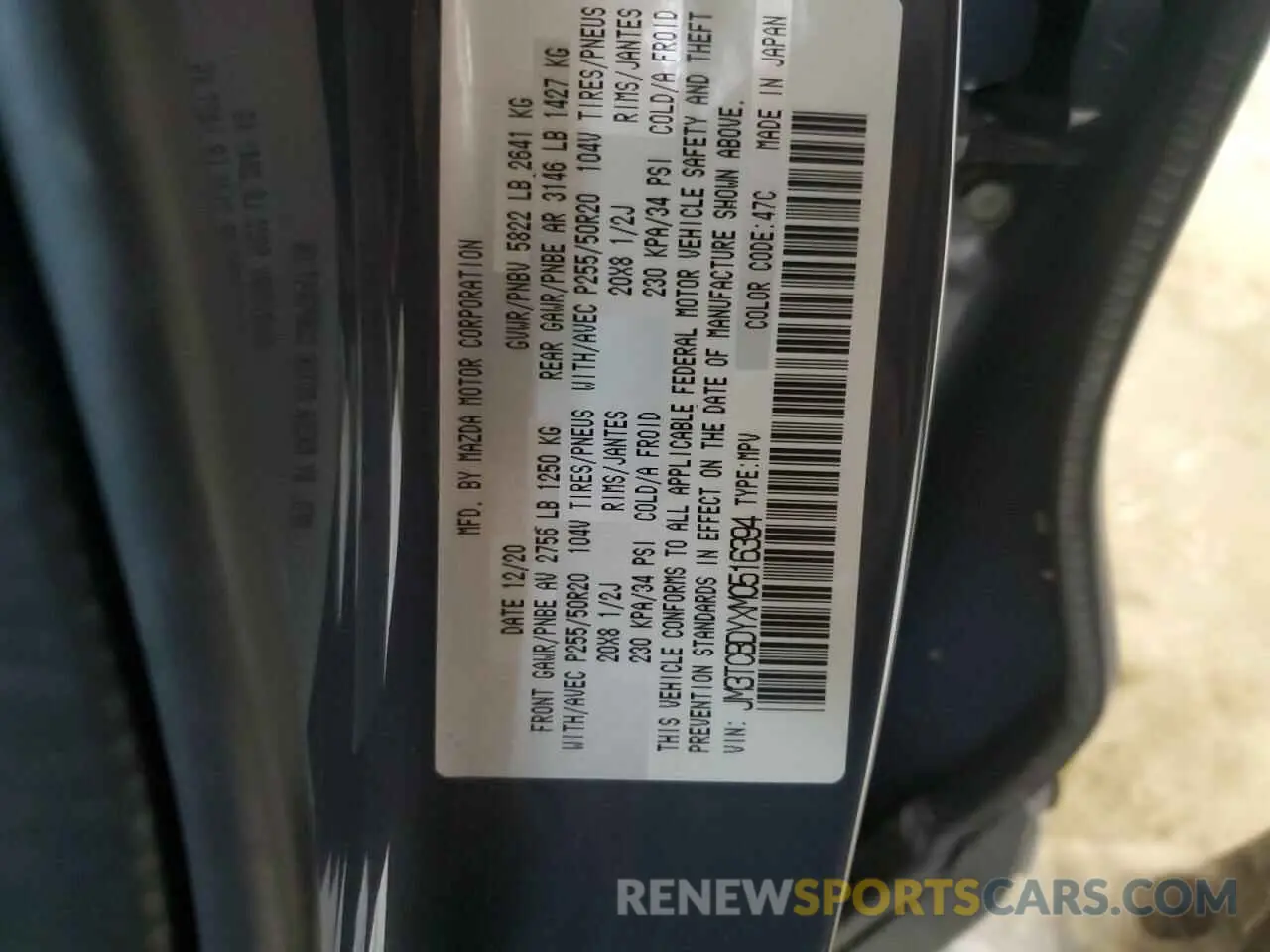 13 Фотография поврежденного автомобиля JM3TCBDYXM0516394 MAZDA CX-9 2021