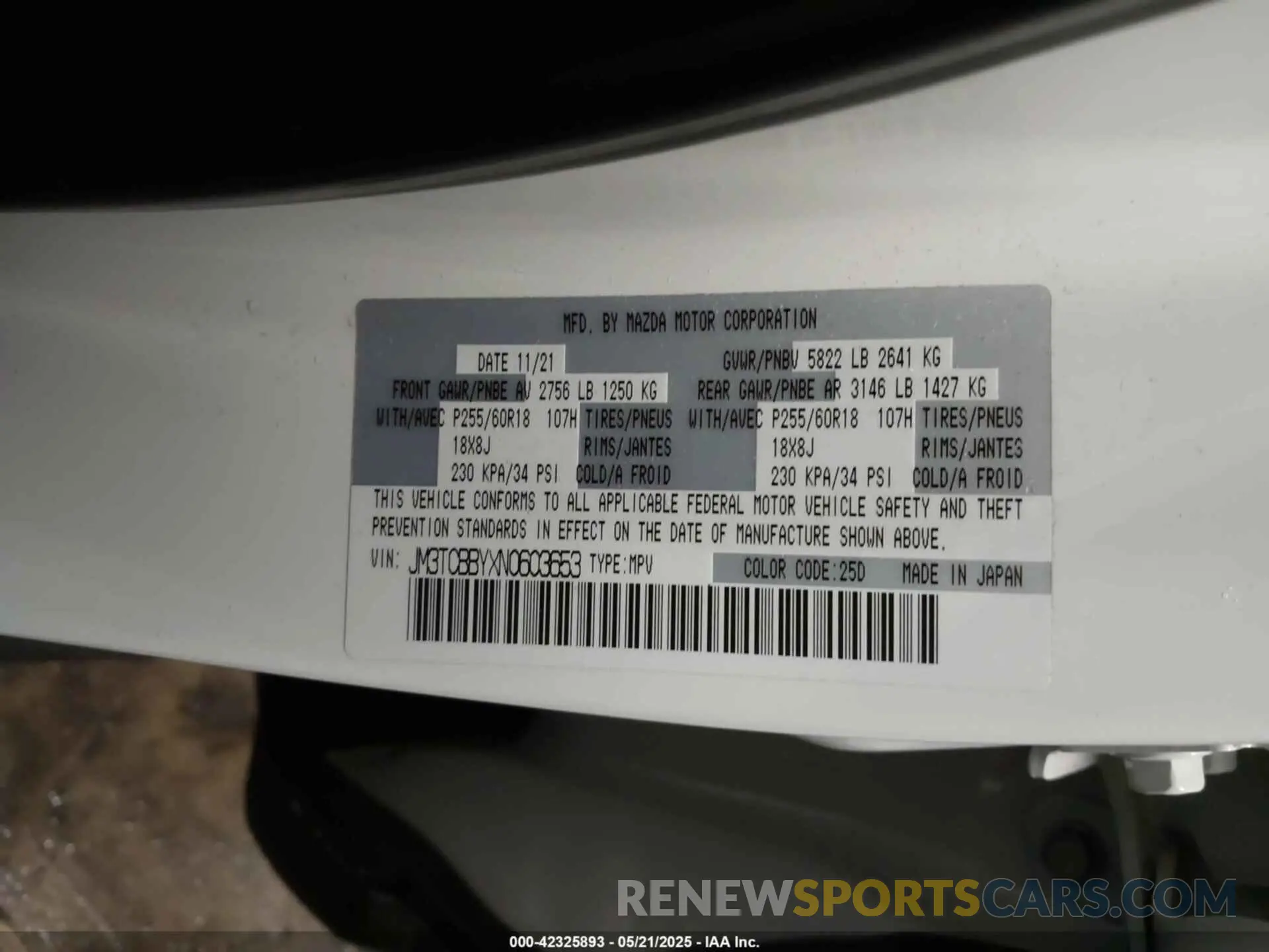 9 Фотография поврежденного автомобиля JM3TCBBYXN0603653 MAZDA CX-9 2022