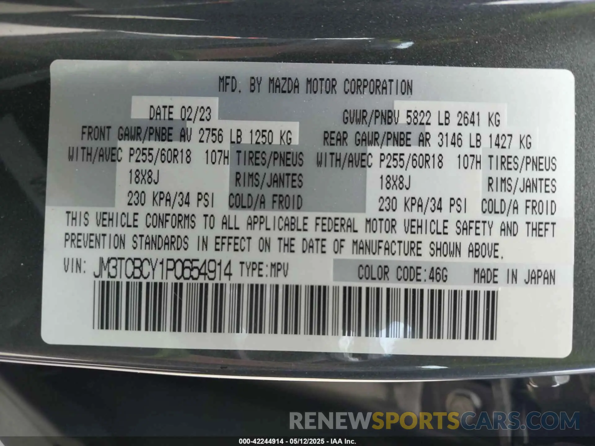 9 Фотография поврежденного автомобиля JM3TCBCY1P0654914 MAZDA CX-9 2023