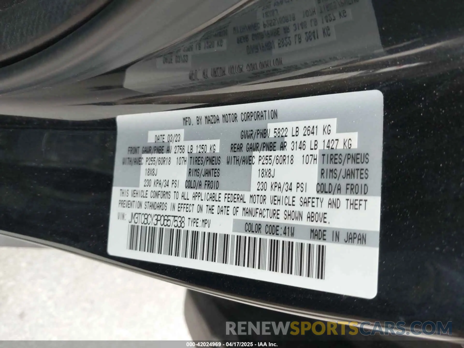 9 Фотография поврежденного автомобиля JM3TCBCY3P0657538 MAZDA CX-9 2023