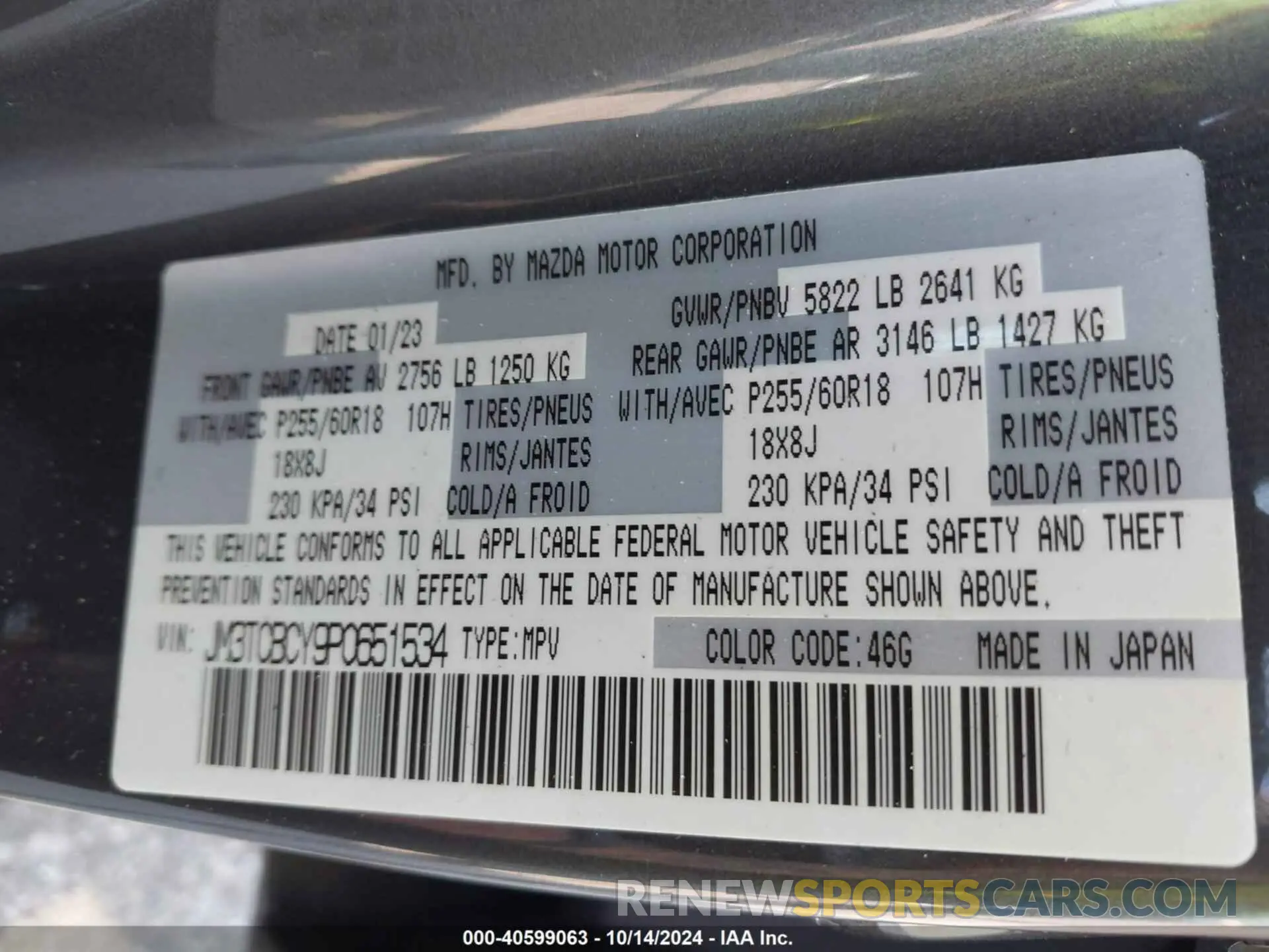 9 Photograph of a damaged car JM3TCBCY9P0651534 MAZDA CX-9 2023