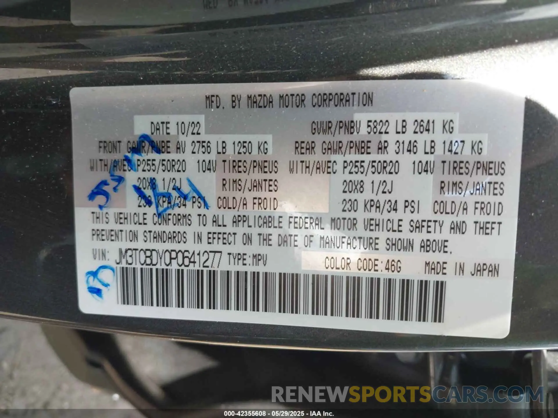 9 Фотография поврежденного автомобиля JM3TCBDY0P0541277 MAZDA CX-9 2023