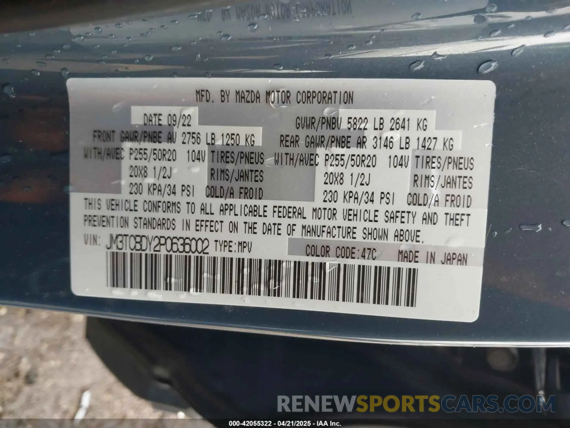 9 Фотография поврежденного автомобиля JM3TCBDY2P0636002 MAZDA CX-9 2023