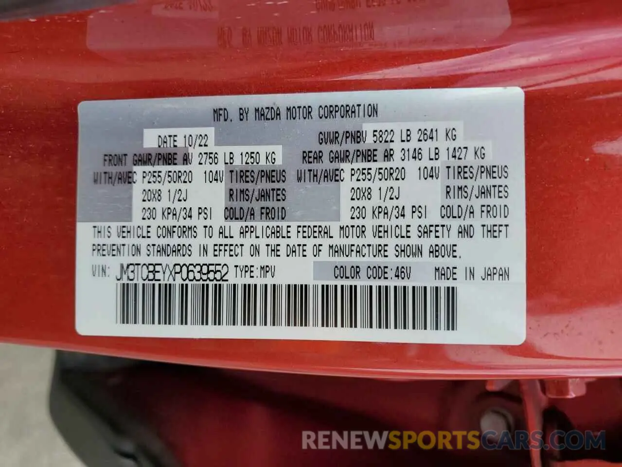 14 Фотография поврежденного автомобиля JM3TCBEYXP0639552 MAZDA CX-9 2023