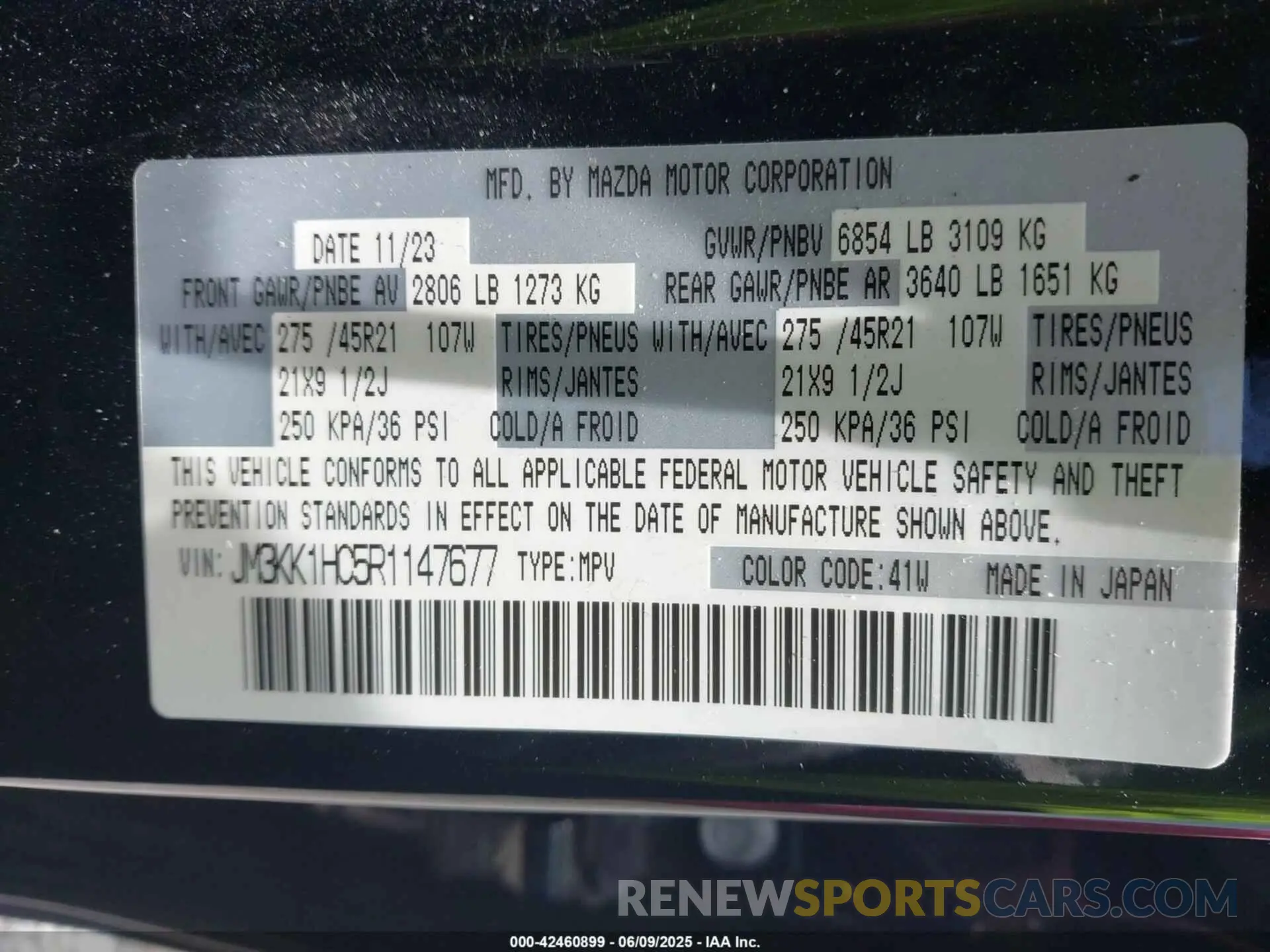 9 Фотография поврежденного автомобиля JM3KK1HC5R1147677 MAZDA CX-90 2024