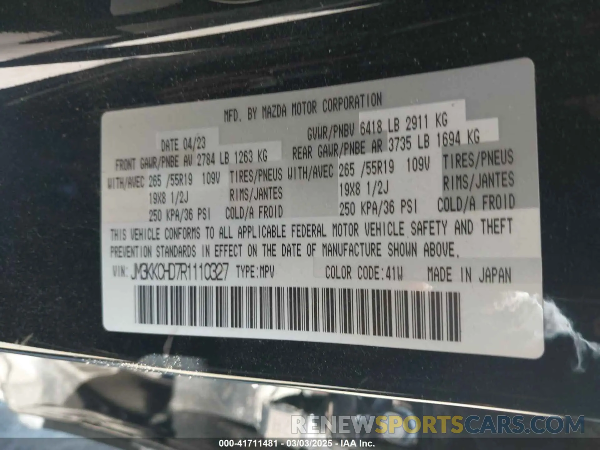 9 Photograph of a damaged car JM3KKCHD7R1110327 MAZDA CX-90 2024