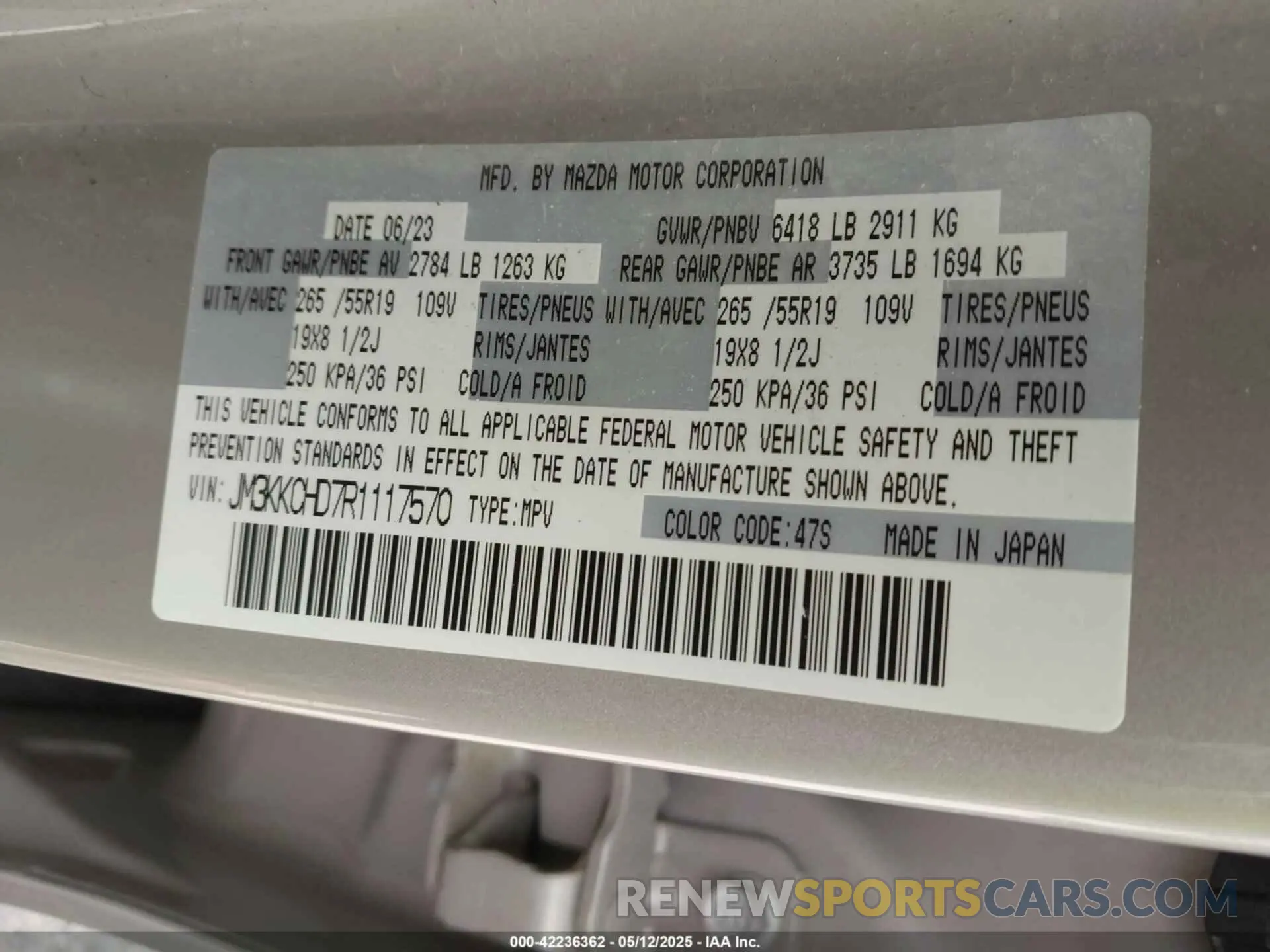 9 Фотография поврежденного автомобиля JM3KKCHD7R1117570 MAZDA CX-90 2024