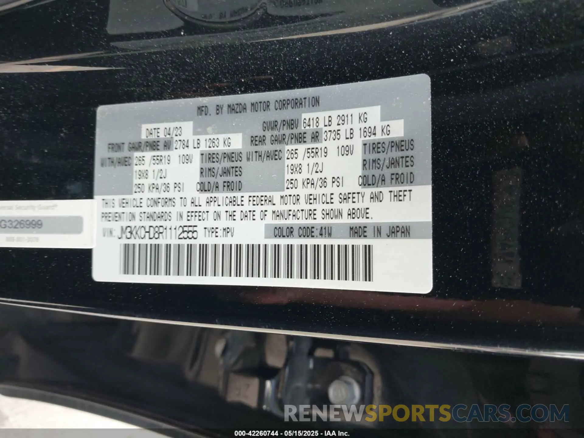 9 Photograph of a damaged car JM3KKCHD8R1112555 MAZDA CX-90 2024
