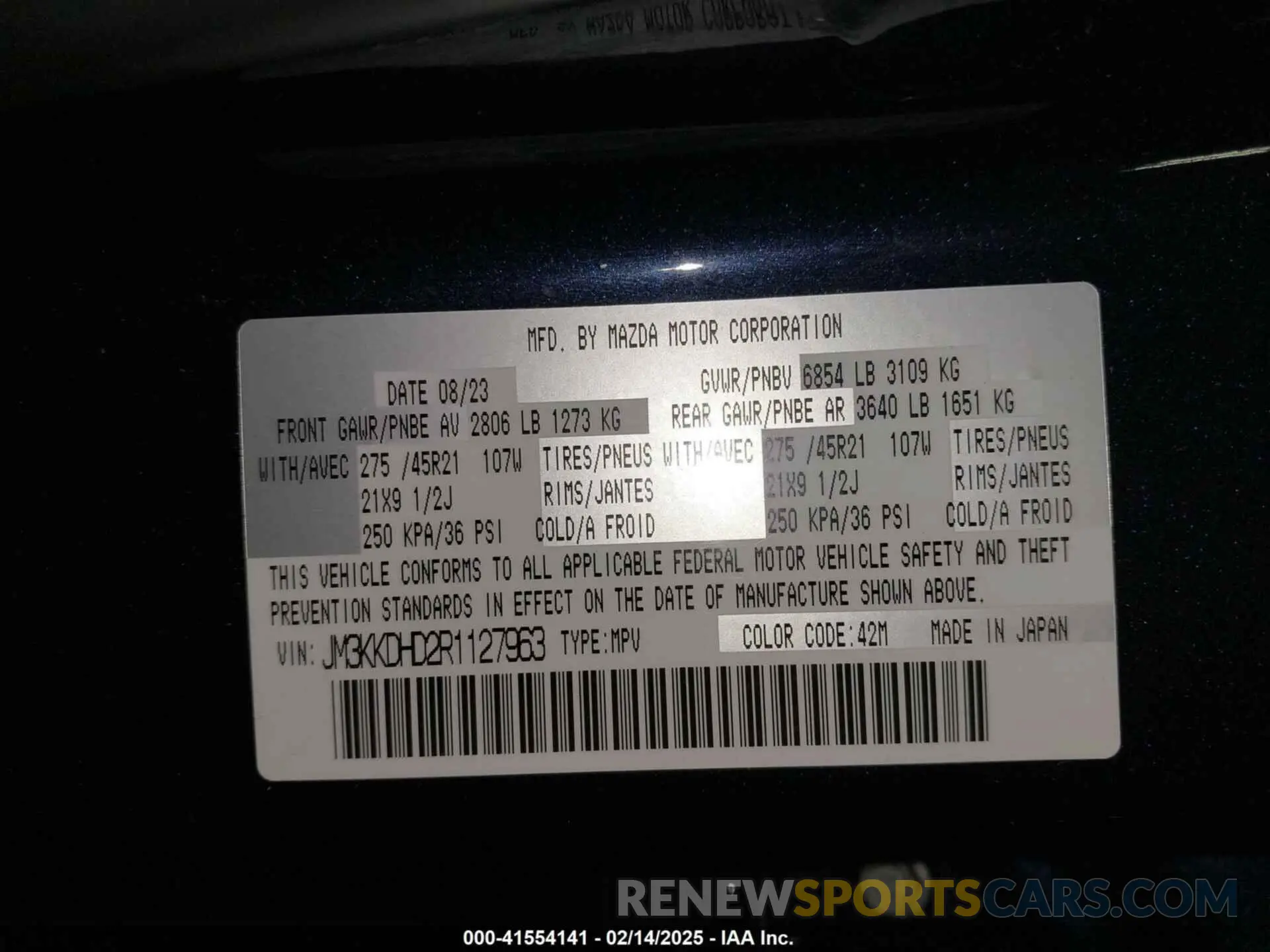 9 Фотография поврежденного автомобиля JM3KKDHD2R1127963 MAZDA CX-90 2024