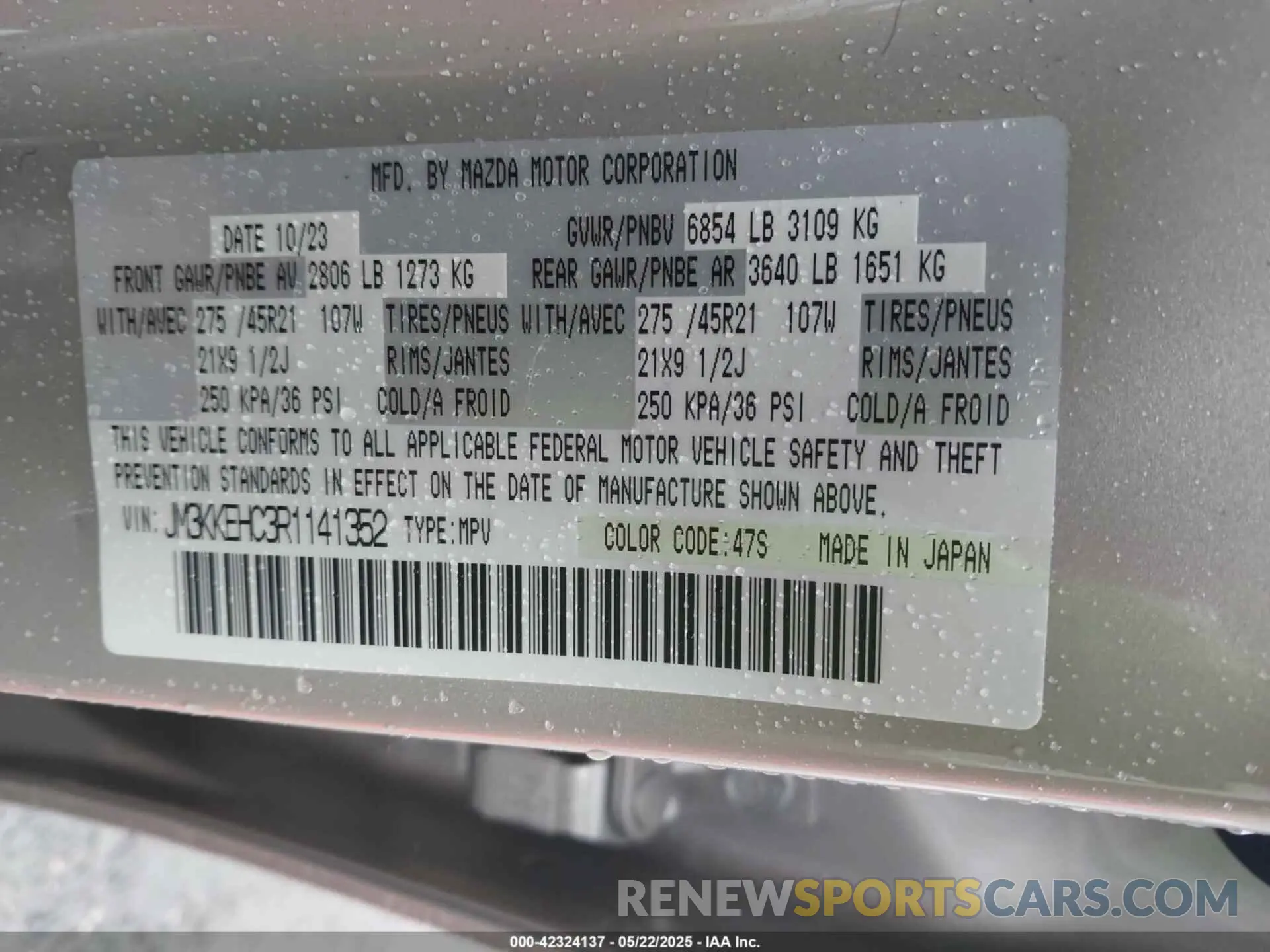 9 Photograph of a damaged car JM3KKEHC3R1141352 MAZDA CX-90 2024