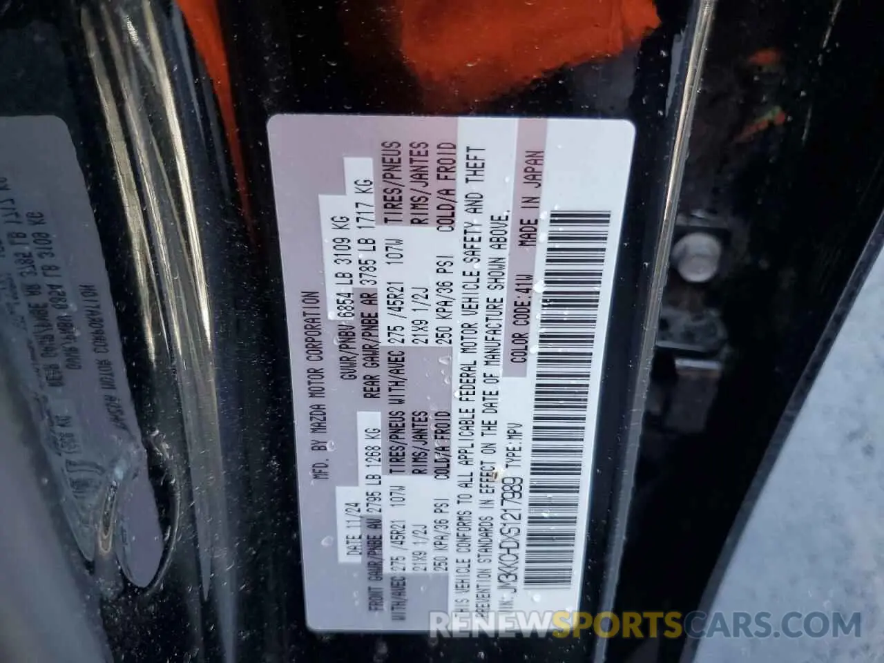 14 Photograph of a damaged car JM3KKCHDXS1217989 MAZDA CX-90 2025