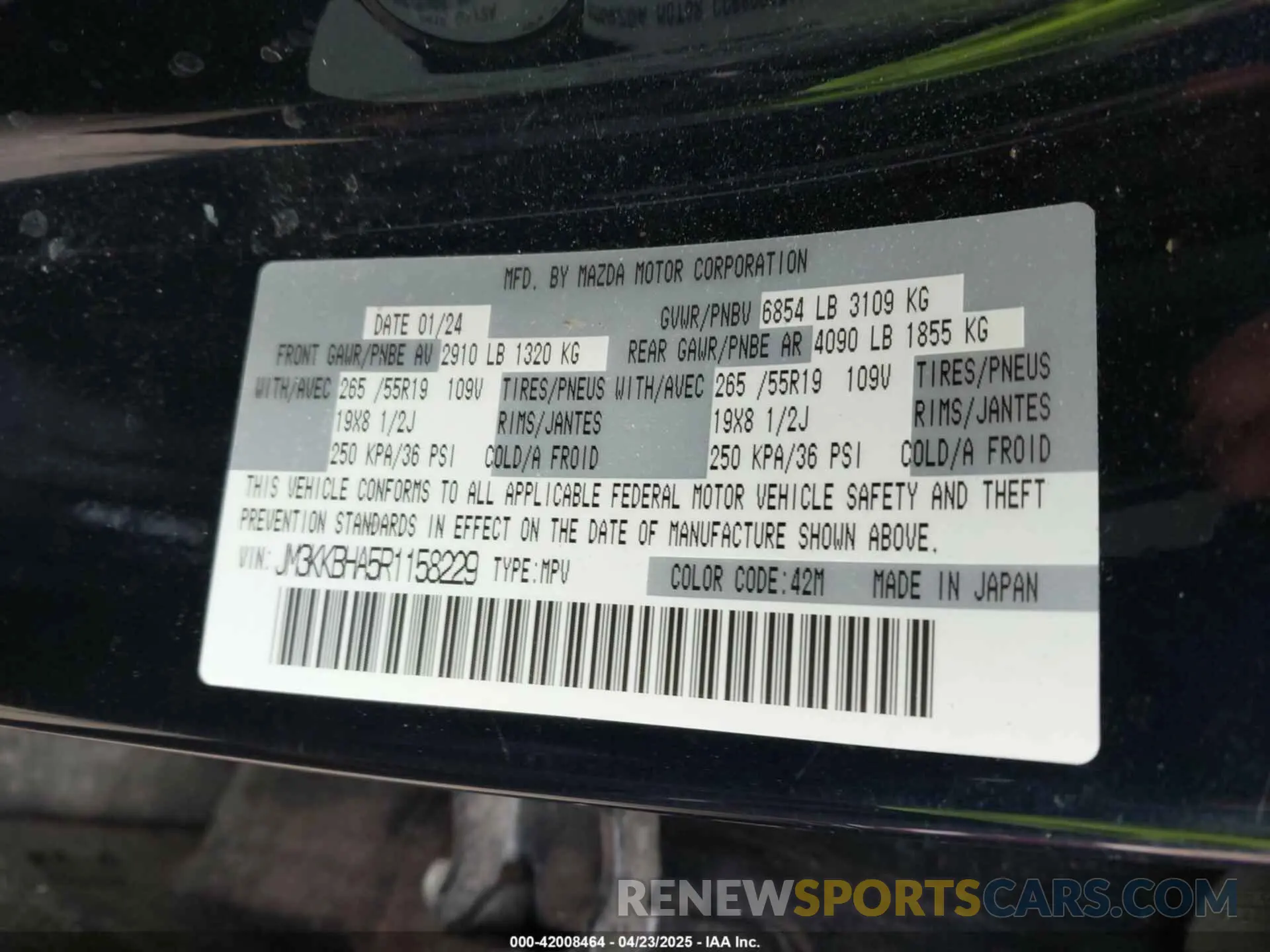 9 Фотография поврежденного автомобиля JM3KKBHA5R1158229 MAZDA CX-90 PHEV 2024
