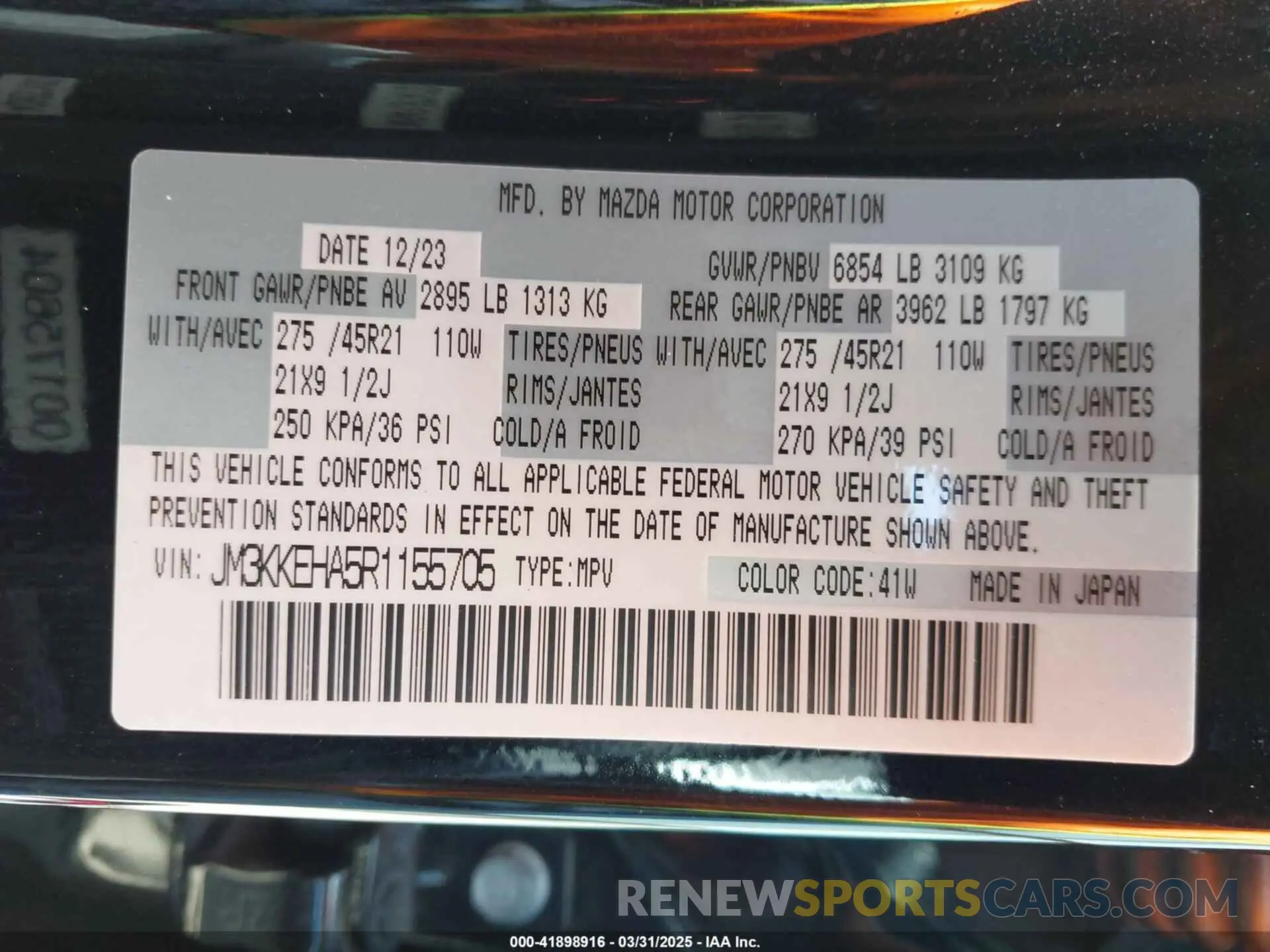 9 Фотография поврежденного автомобиля JM3KKEHA5R1155705 MAZDA CX-90 PHEV 2024