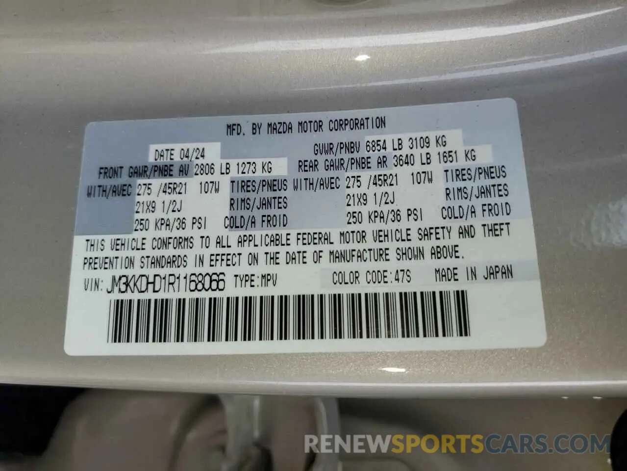 13 Фотография поврежденного автомобиля JM3KKDHD1R1168066 MAZDA CX-90 PREM 2024