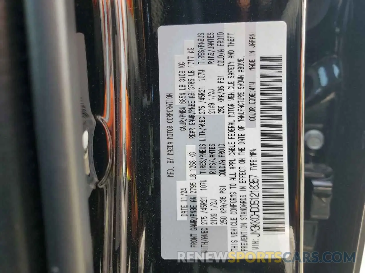 10 Фотография поврежденного автомобиля JM3KKCHD0S1218357 MAZDA CX-90 PREM 2025