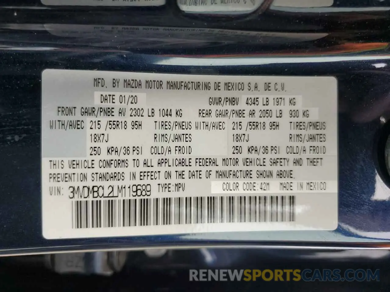 13 Фотография поврежденного автомобиля 3MVDMBCL2LM119689 MAZDA CX30 2020