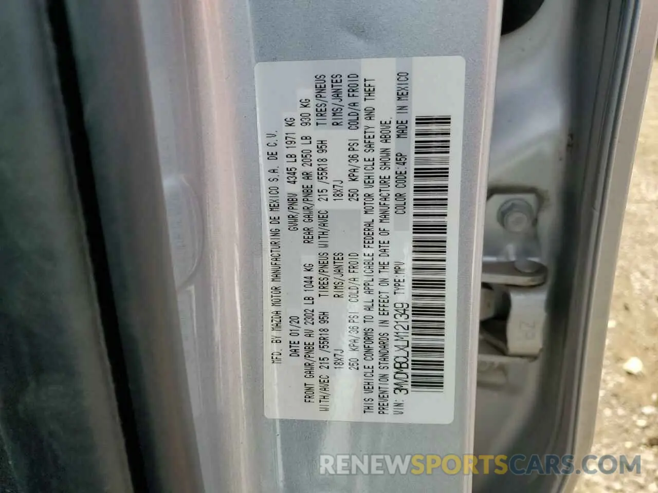 13 Photograph of a damaged car 3MVDMBCLXLM121349 MAZDA CX30 2020